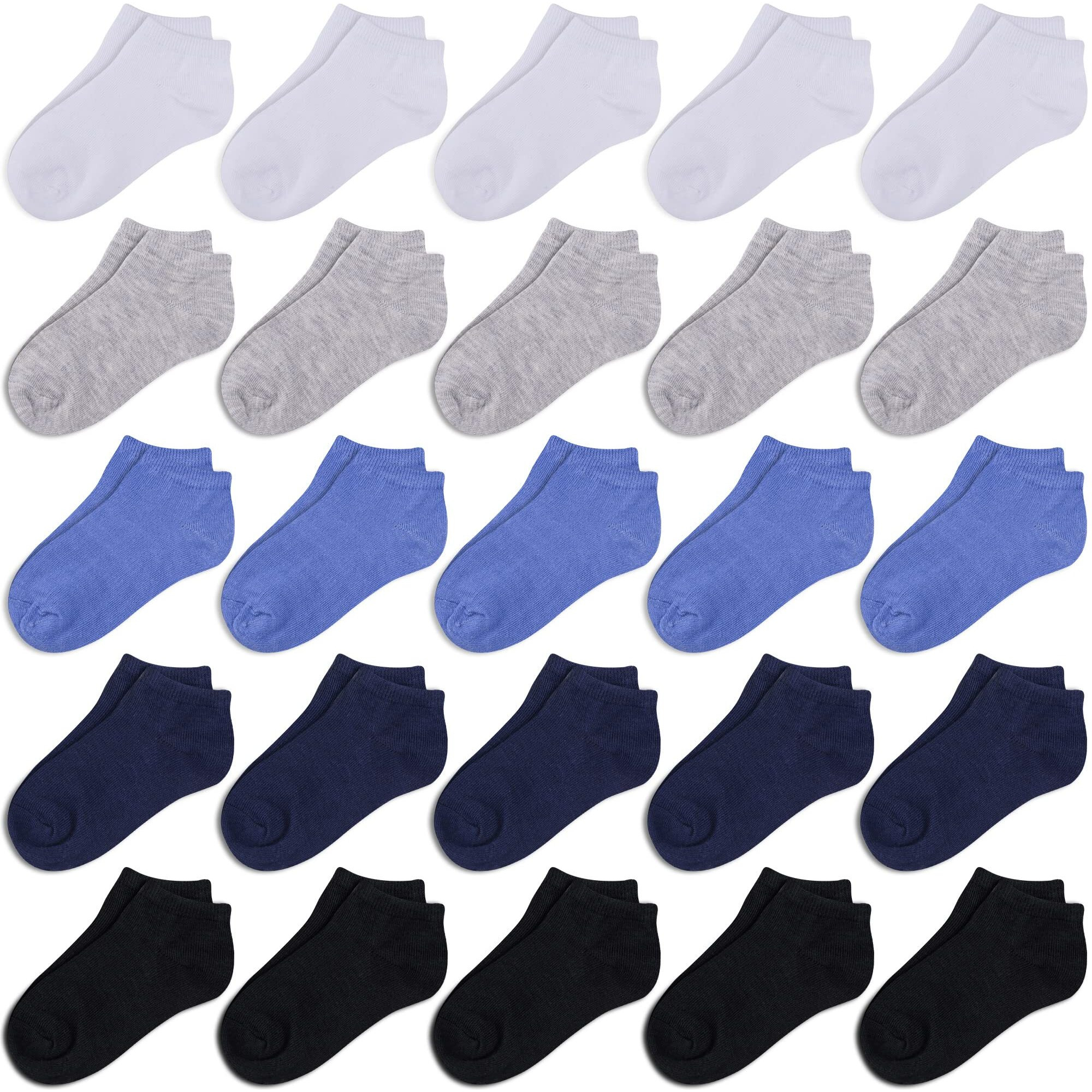 Duufin 25 Pairs Toddler Socks Low Cut Toddler Ankle Socks Half Cushion Kids Socks Low Rise Ankle Socks For Toddler Boys Girls, 4-6X