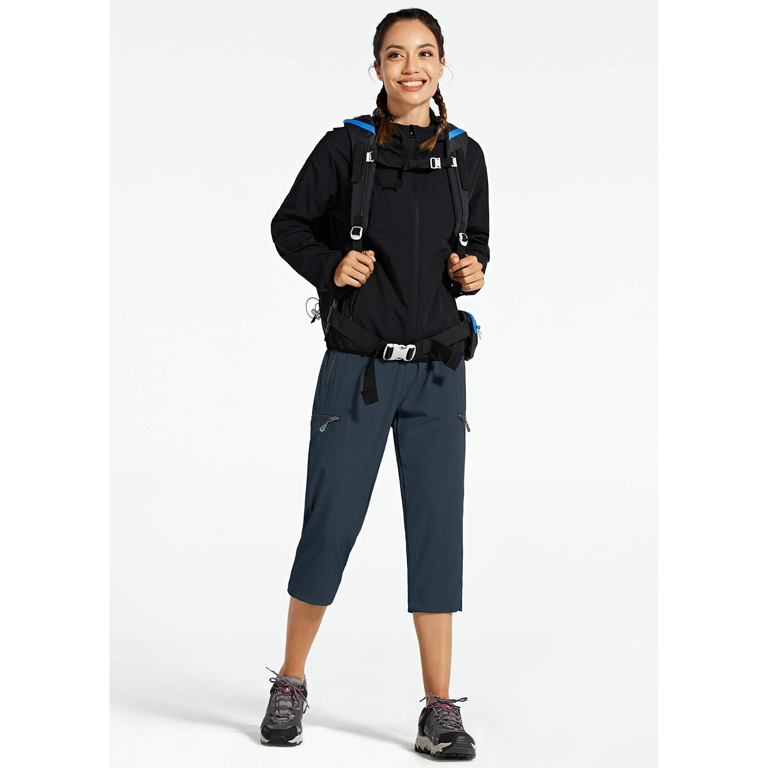Libin Women 's Quick Dry Hiking Capri Pants Lightweight Cargo Cropped Pants Water Resistant Outdoor Casual, Navy M