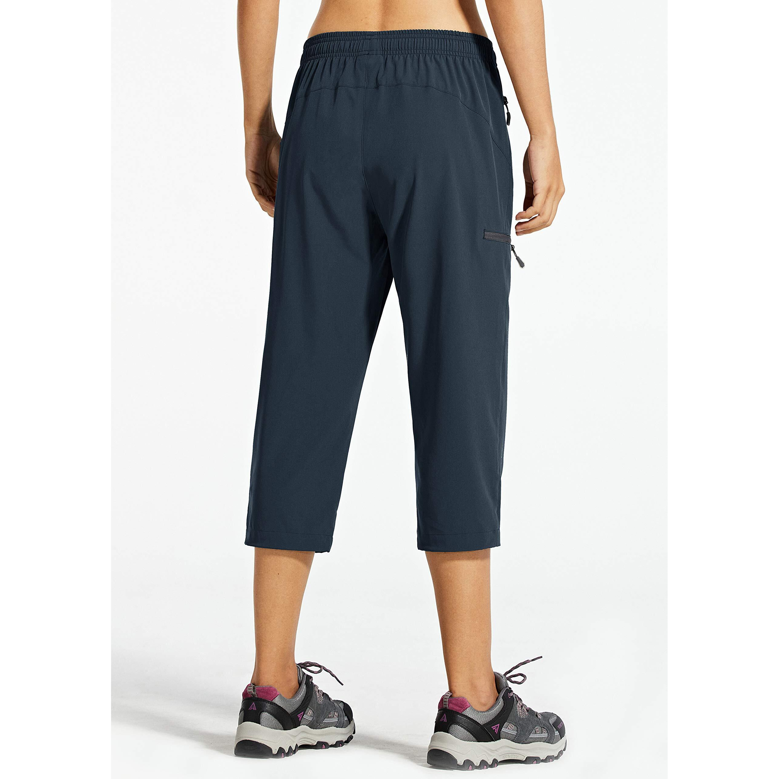 Libin Women 's Quick Dry Hiking Capri Pants Lightweight Cargo Cropped Pants Water Resistant Outdoor Casual, Navy M