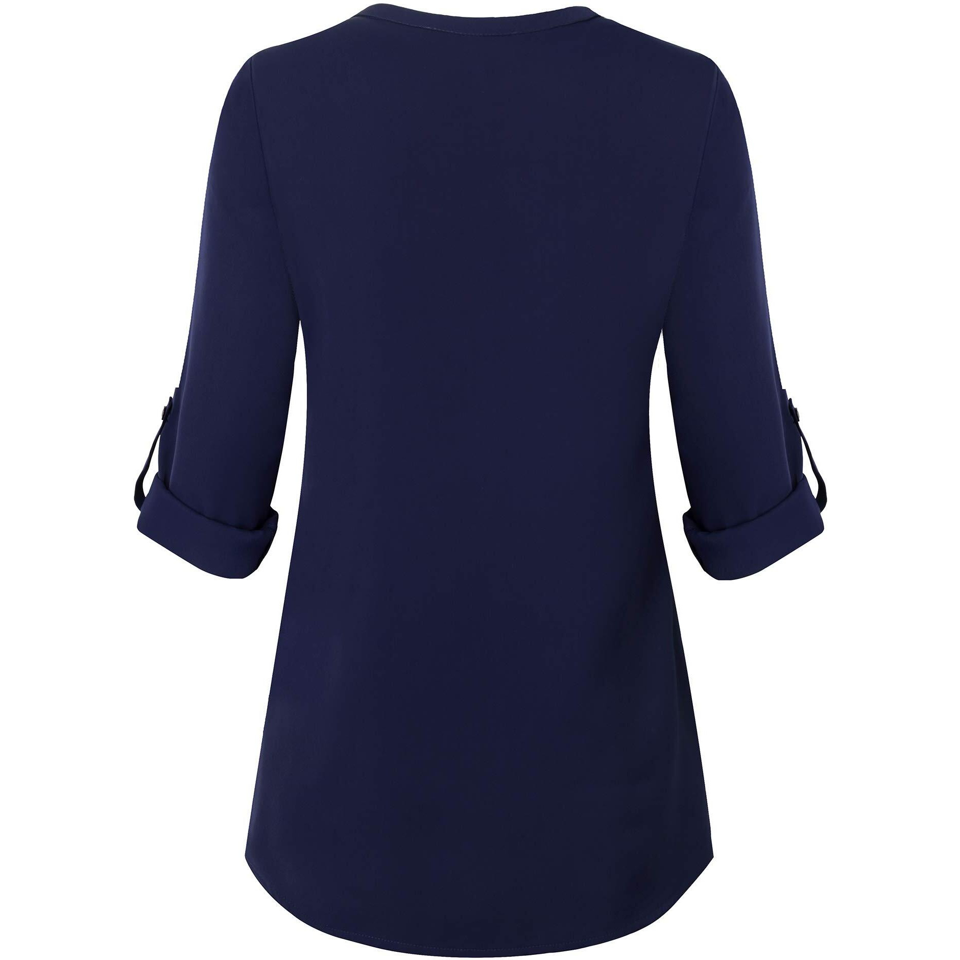 Timeson Blouses For Women,Women 's Navy Blue Blouse 3/4 Sleeve Tunic Tops For Women Ladies V Neck Dress Shirts Office Blouse And Tops For Work Ladies Business Casual Blue Small