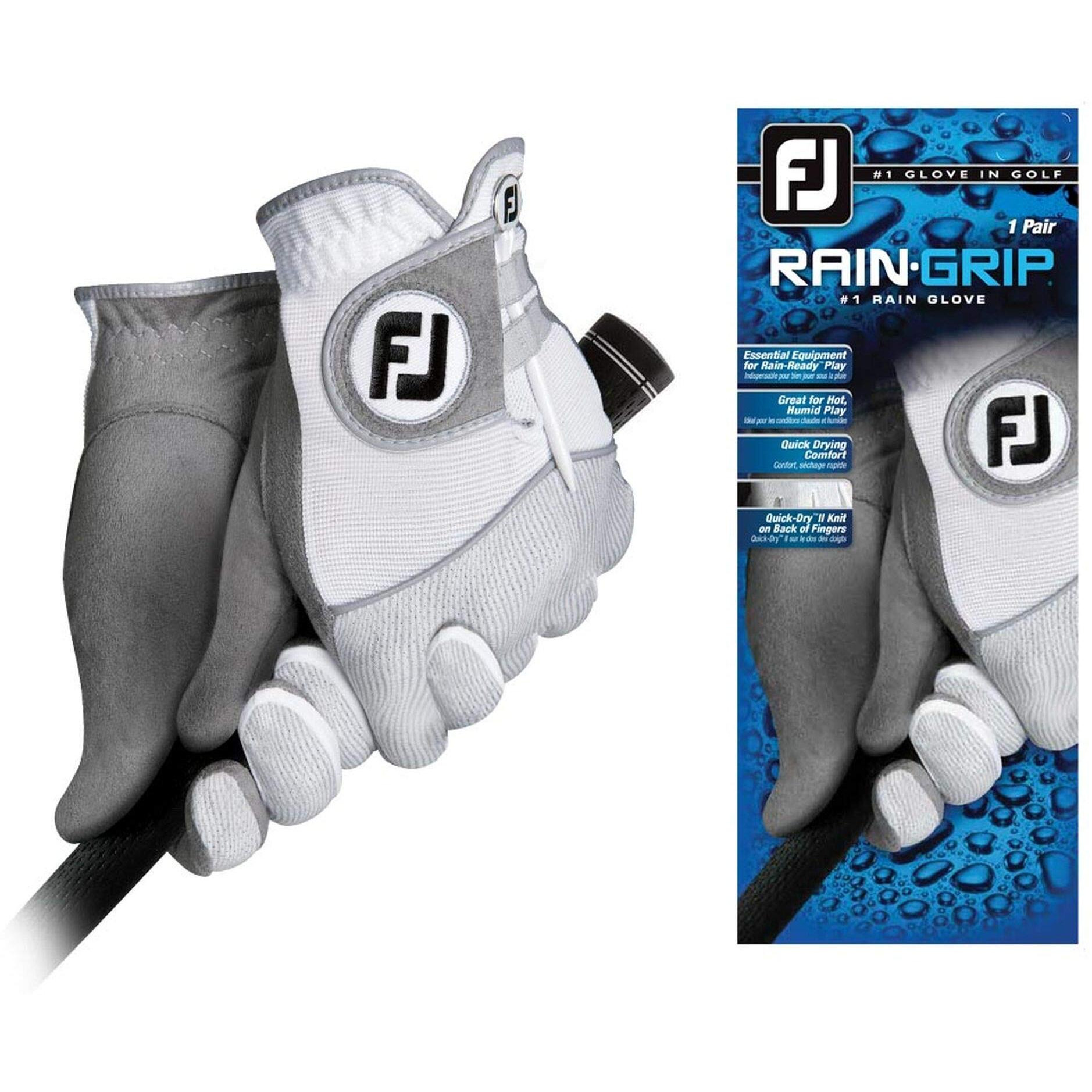Footjoy Men's Raingrip Pair Golf Gloves, White, Cadet Medium/Large, Pair