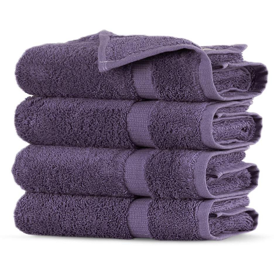 Towel Bazaar Premium Turkish Cotton Super Soft And Absorbent Towels (4-Piece Washcloth, Plum Purple)