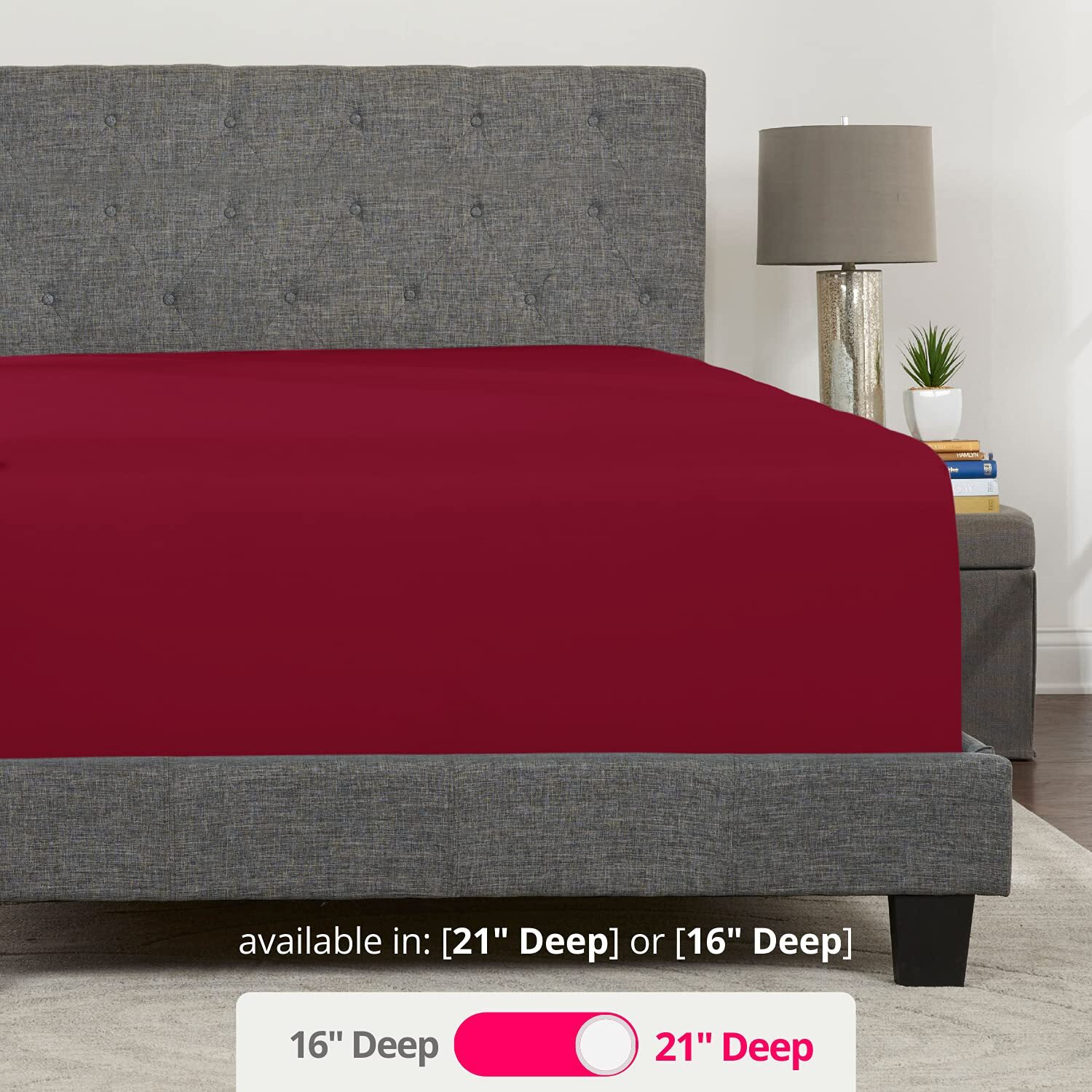 Twin Deep Pocket Fitted Sheet - Twin Deep Pocket Fitted Sheet - 21    Twin Fitted Sheet Only Perfectly Fit 17   -23    Deep Mattress & Toppers - Lovely Soft Joyful Feel - 1 Bottom Sheet Twin Size - Red