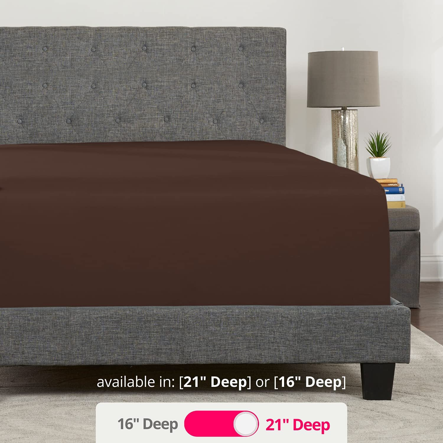 Twin Deep Pocket Fitted Sheet - Twin Deep Pocket Fitted Sheet - 21    Twin Fitted Sheet Only Perfectly Fit 17   -23    Deep Mattress & Toppers - Lovely Soft Joyful Feel - 1 Bottom Sheet Twin Size - Brown