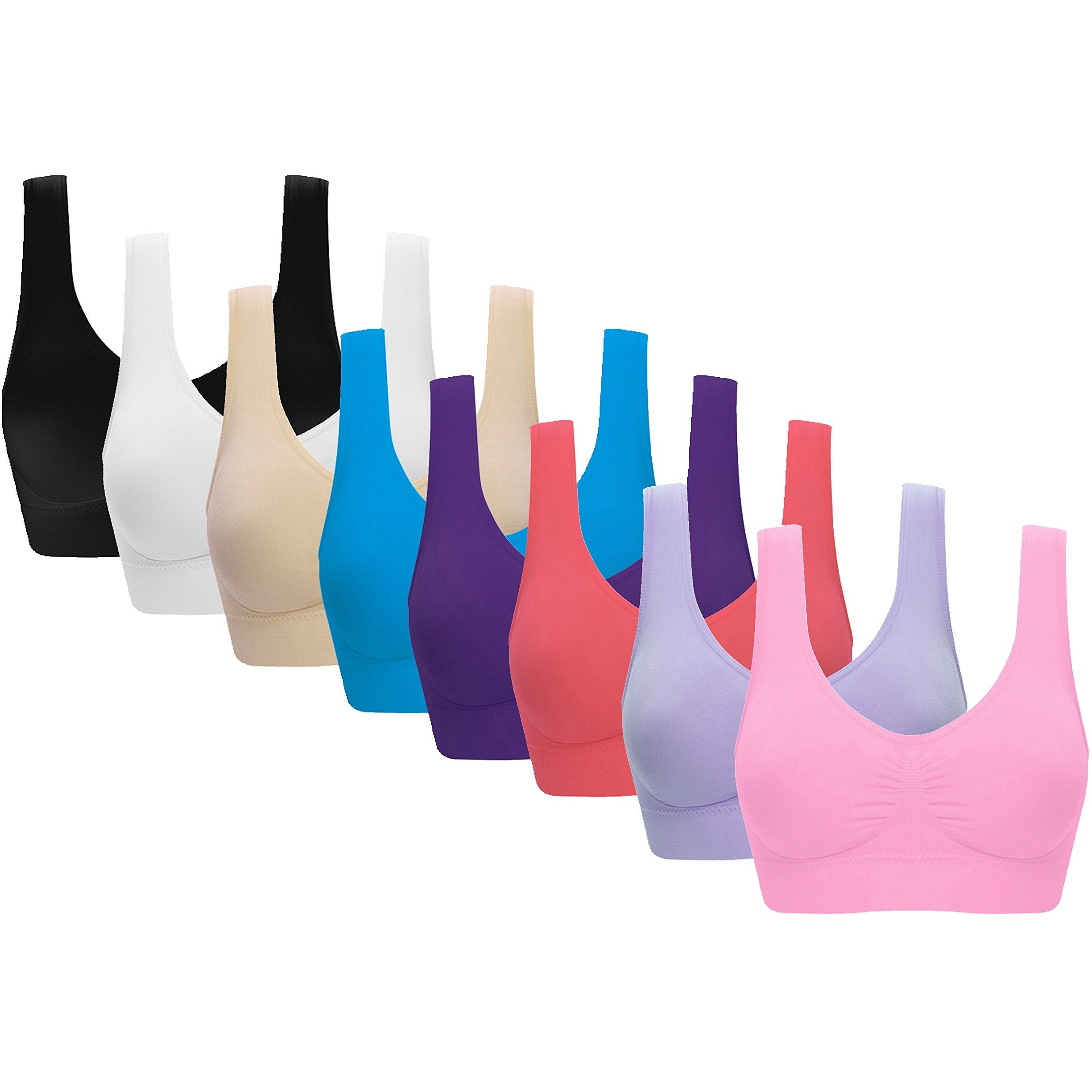 Vermilion Bird Women 's 8 Pack Seamless Comfortable Sports Bra With Removable Pads Pack Of 8 4Xl