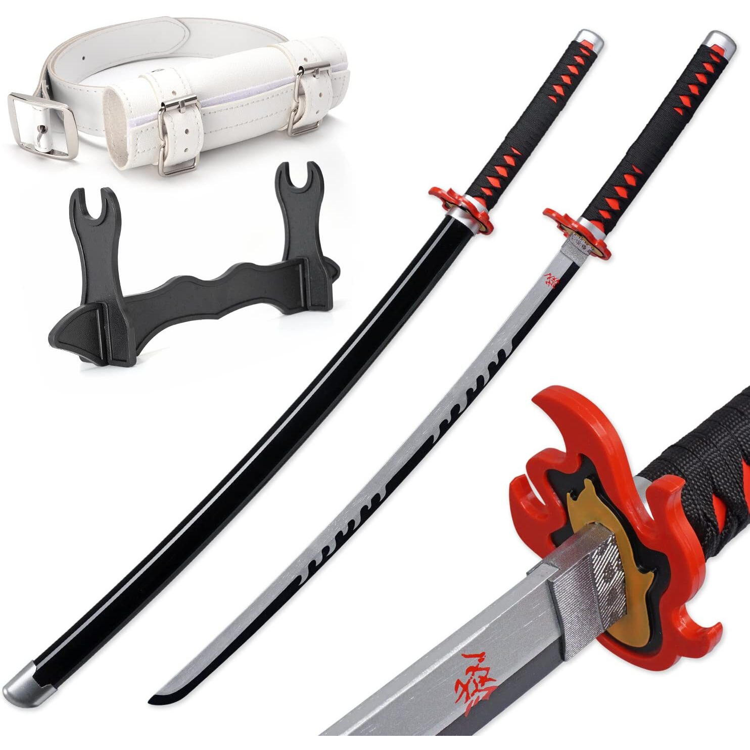 Zisu Demon Slayer Sword, About 41 Inches, Hashira Pillars & Protagonist Katana For Cosplay Purpose, Anime Original Texture (Silver-Firegod)