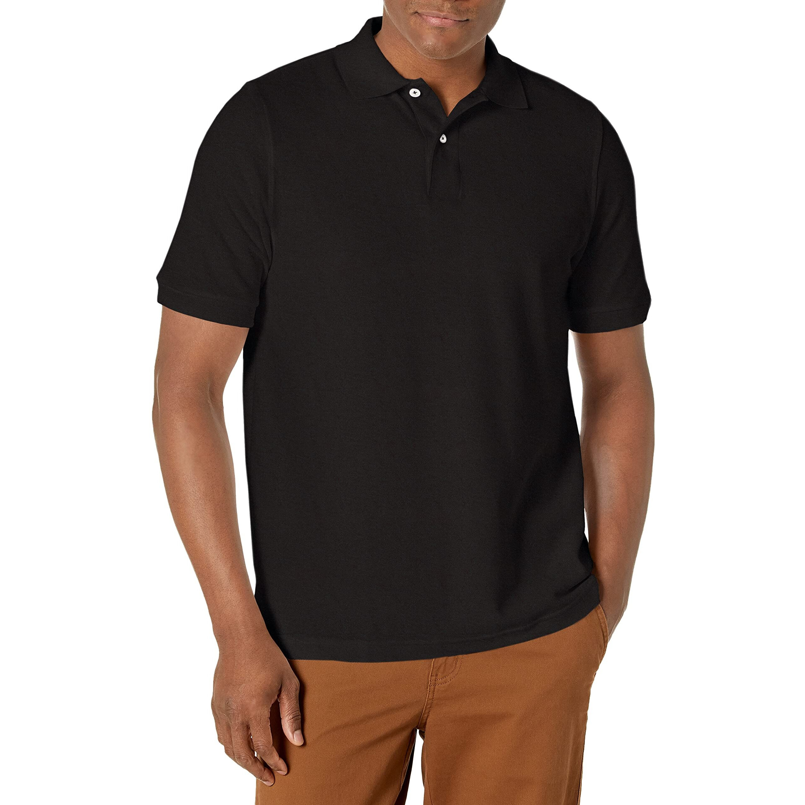 Lee Uniforms Mens Modern Fit Short Sleeve Polo Shirt, Black, Small