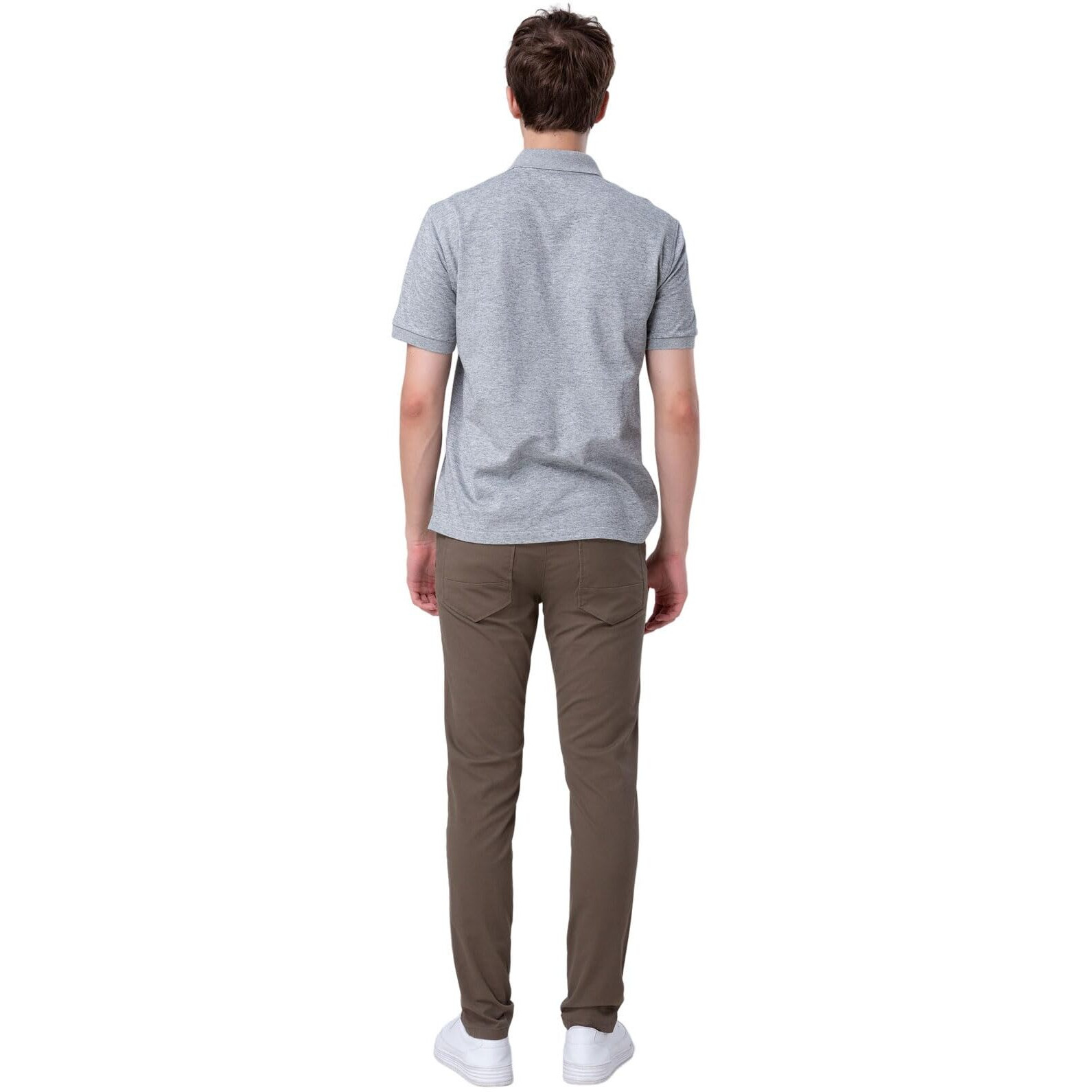Plaid&Plain Men 's Skinny Stretchy Khaki Pants Colored Pants Slim Fit Slacks Tapered Trousers 819 A-Grey 29X34