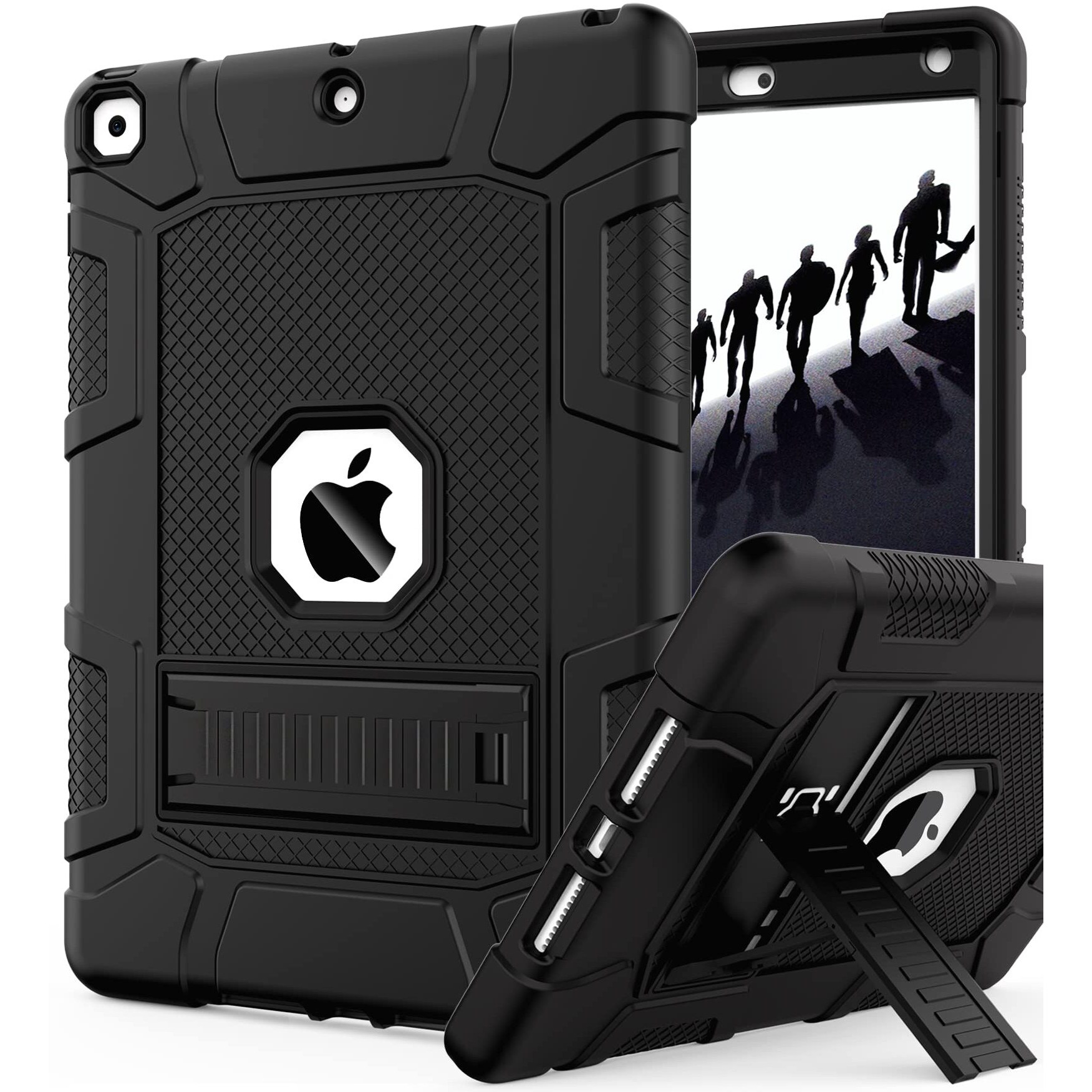 Rantice Ipad 9Th Generation Case, Ipad 8Th Generation Case, Ipad 7Th Generation Case, Hybrid Shockproof Rugged Drop Protection Cover With Kickstand For Ipad 10.2''   (Black)