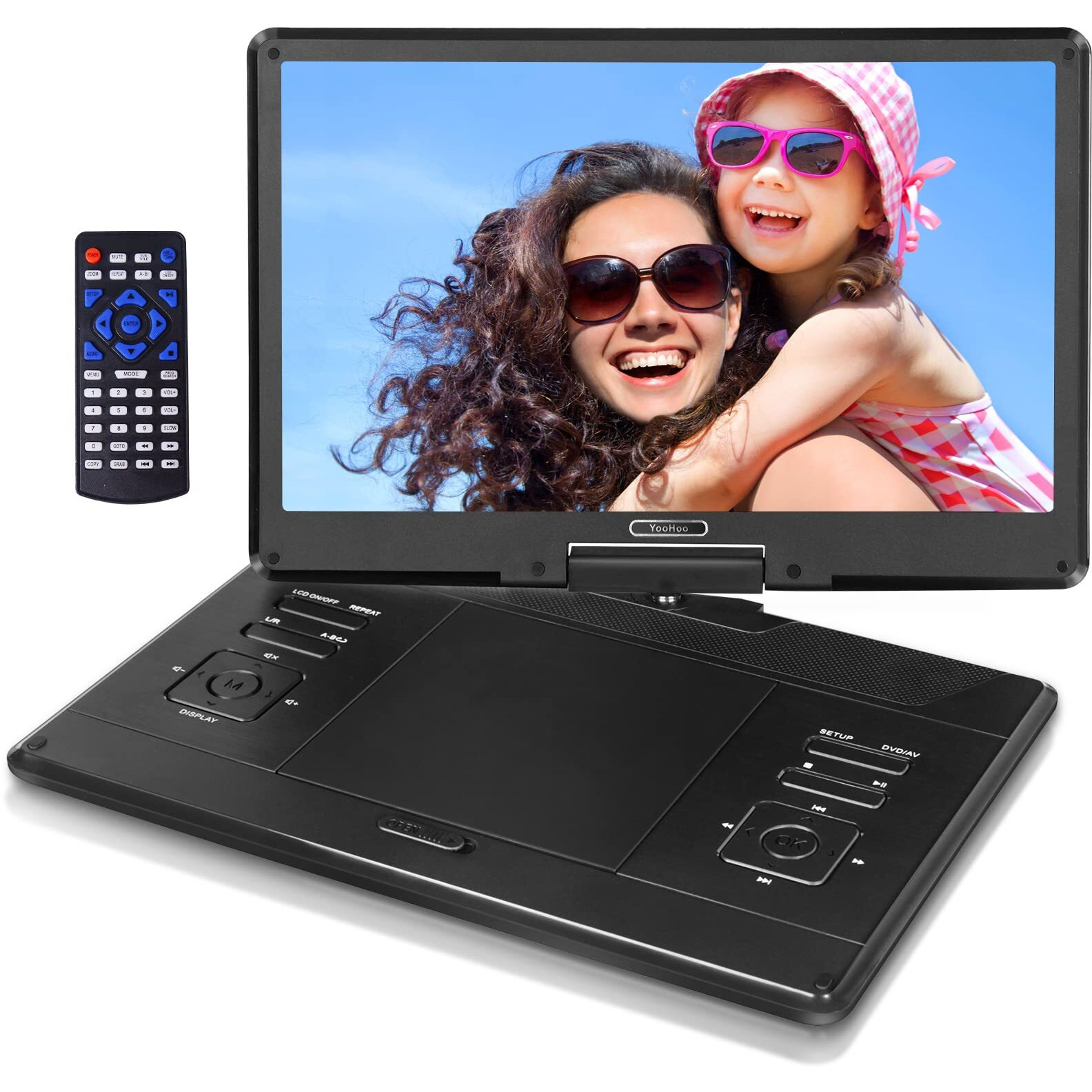 169 Large Portable Dvd Player With 141 Swivel Hd Screen, Dvd Player Portable With Rechargeable Battery, Support Usbsd Cardsync Tv, Region-Free, Support Multiple Discs, Black