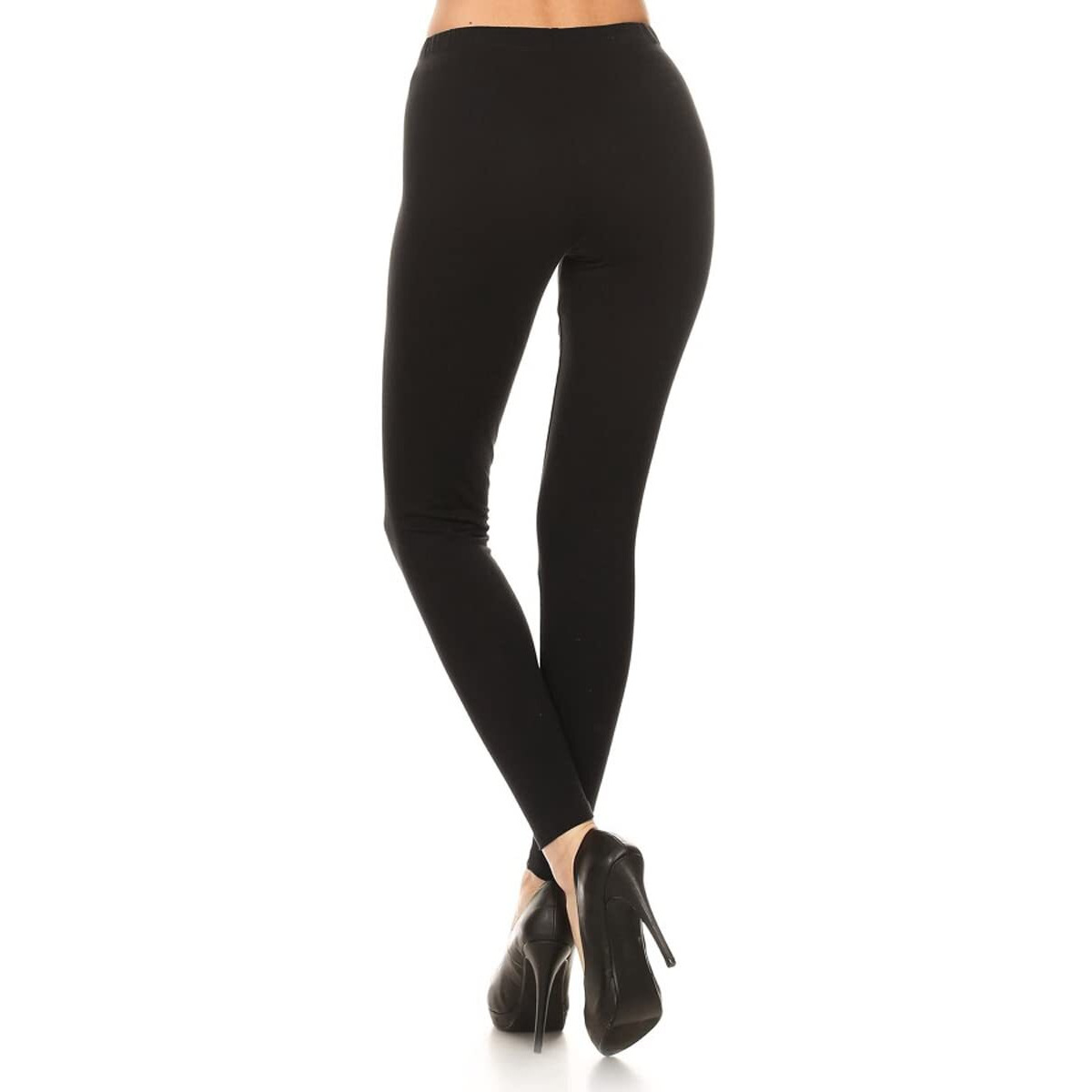 Ncl32-Black-3X Cotton Spandex Solid Leggings Made In Usa-Black, 3X Plus