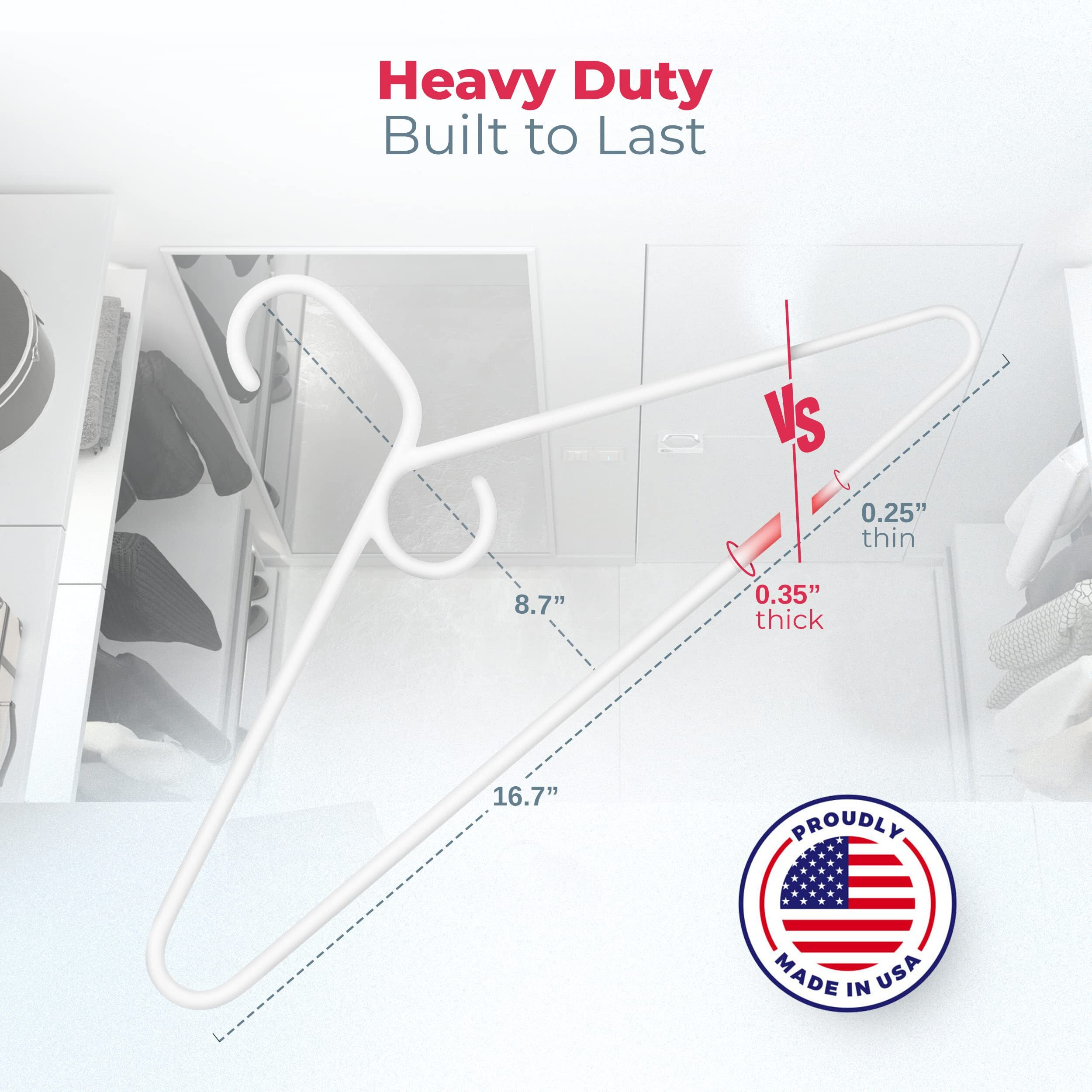 Usa-Made Heavy-Duty Plastic Hangers Black (12, 18, 24, 30, 36, 72 Packs) Thick Strong Plastic Clothes Hangers Heavy Duty Hook | Suit Coat Hangers Plastic, Non-Slip Adult Hangers (24 Pack)