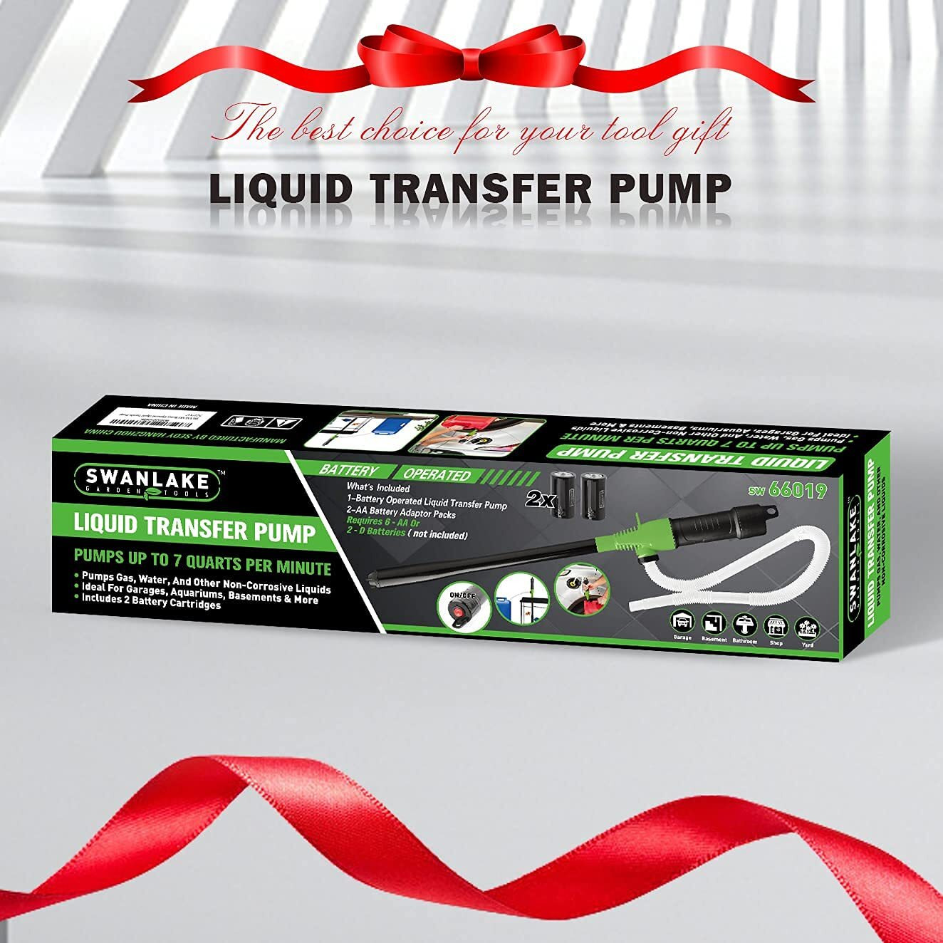 Swanlake Garden Tools Portable Power Battery Pump, Liquid Fuel /Water Transfer Pump,2.2 Gallons Per Min,