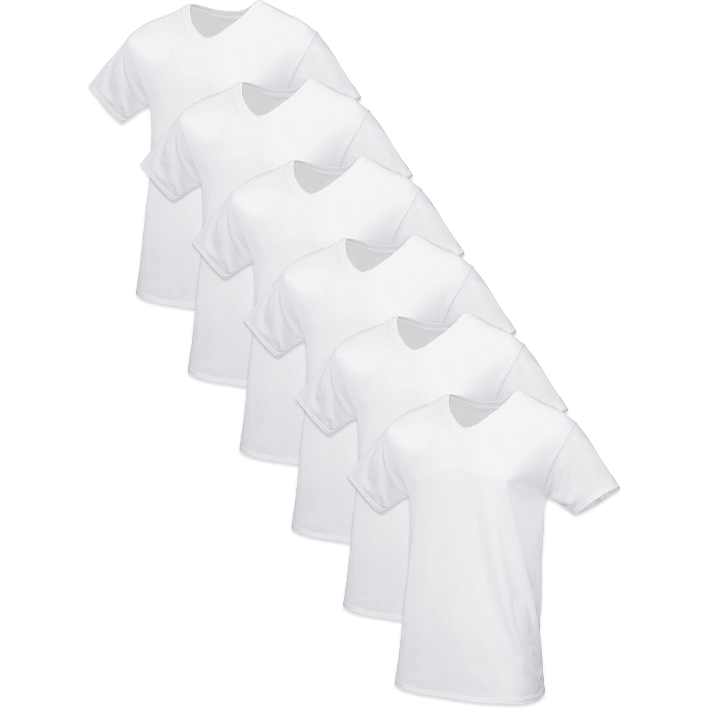 Fruit Of The Loom Men's Tag-Free Cotton Undershirts, Tall Man-V-Neck-6 Pack White, X-Large