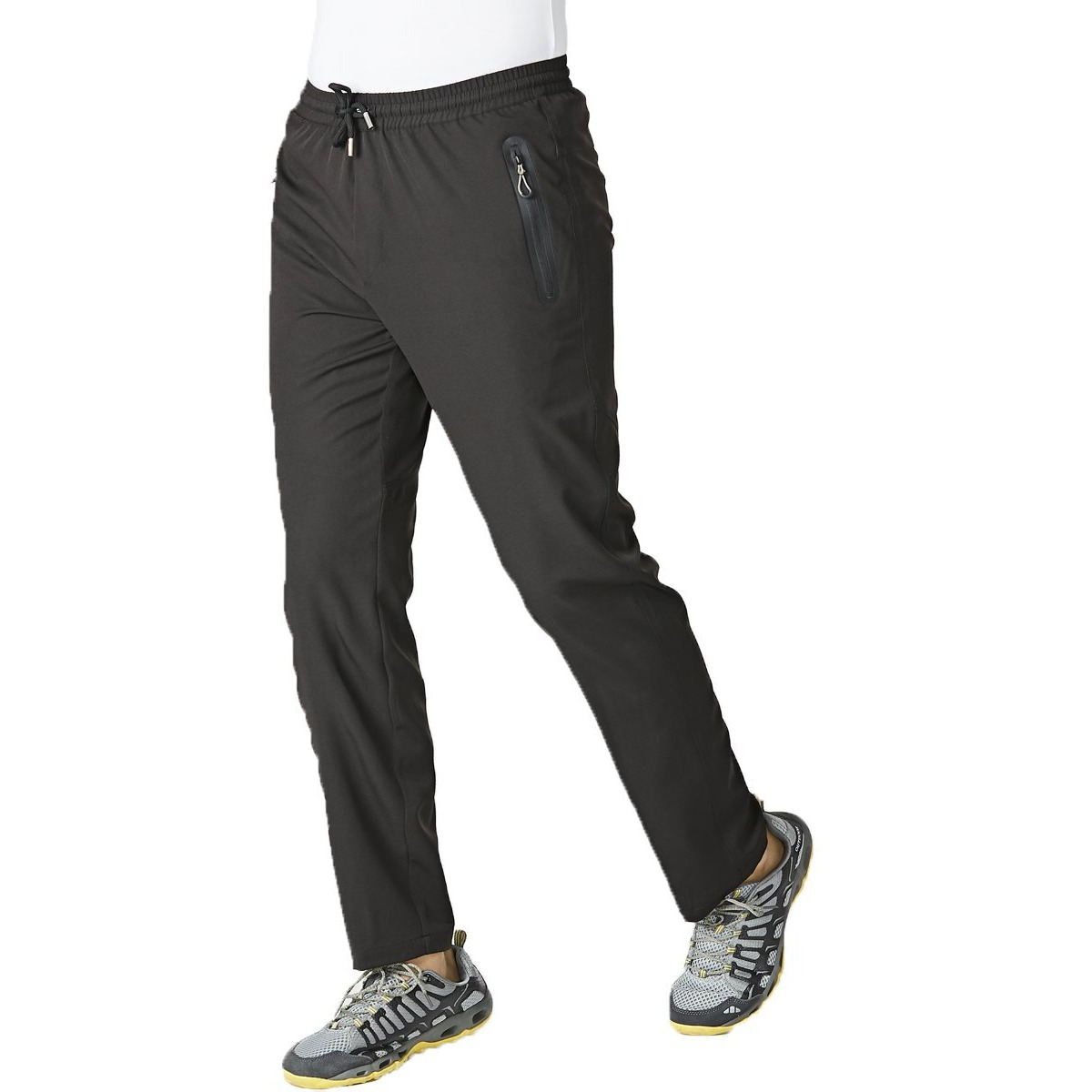 Gopune Men 's Casual Pants Lightweight Hiking Running Sweatpants Quick Dry Outdoor Athletic Zipper Pockets (Black,2Xl)