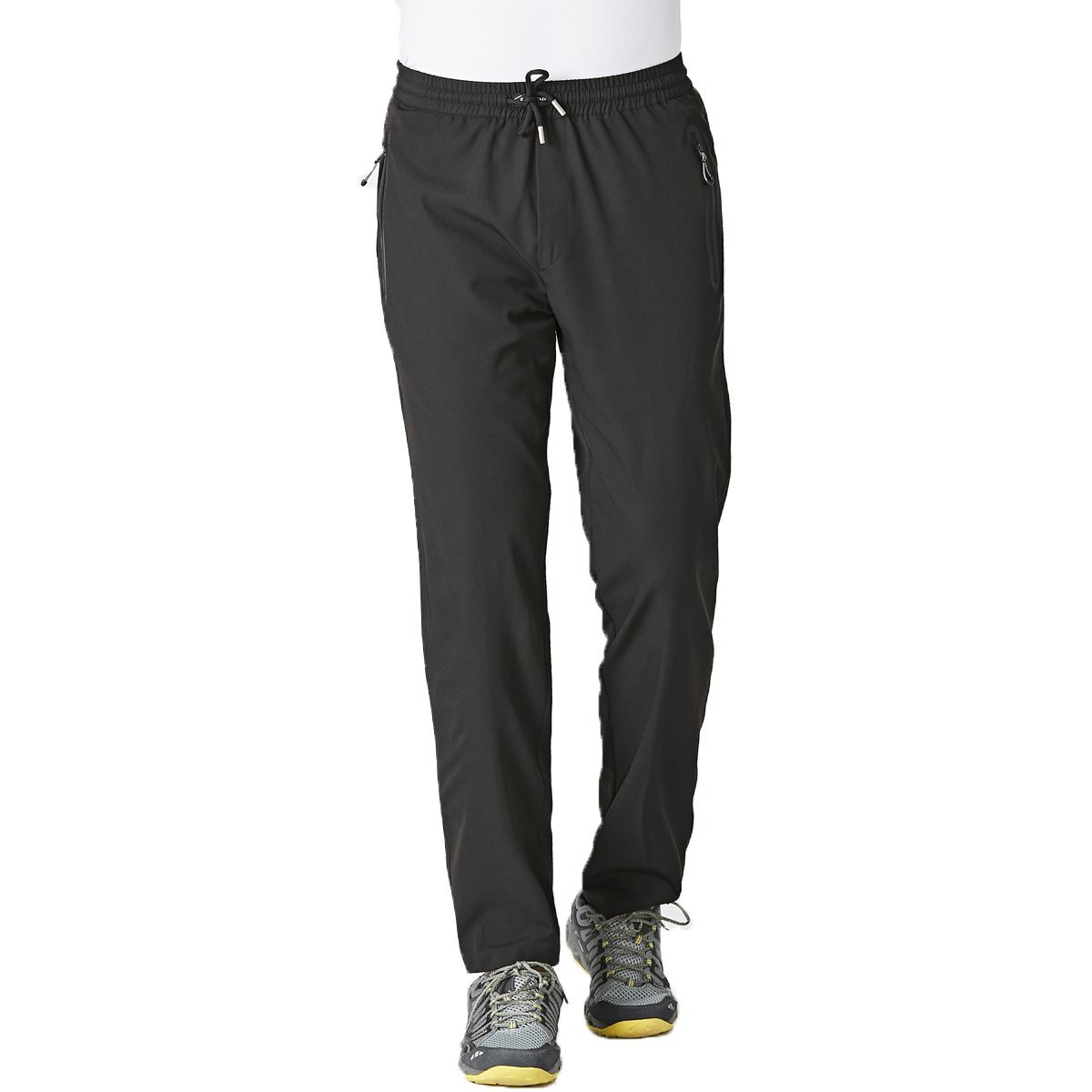 Gopune Men 's Casual Pants Lightweight Hiking Running Sweatpants Quick Dry Outdoor Athletic Zipper Pockets (Black,2Xl)