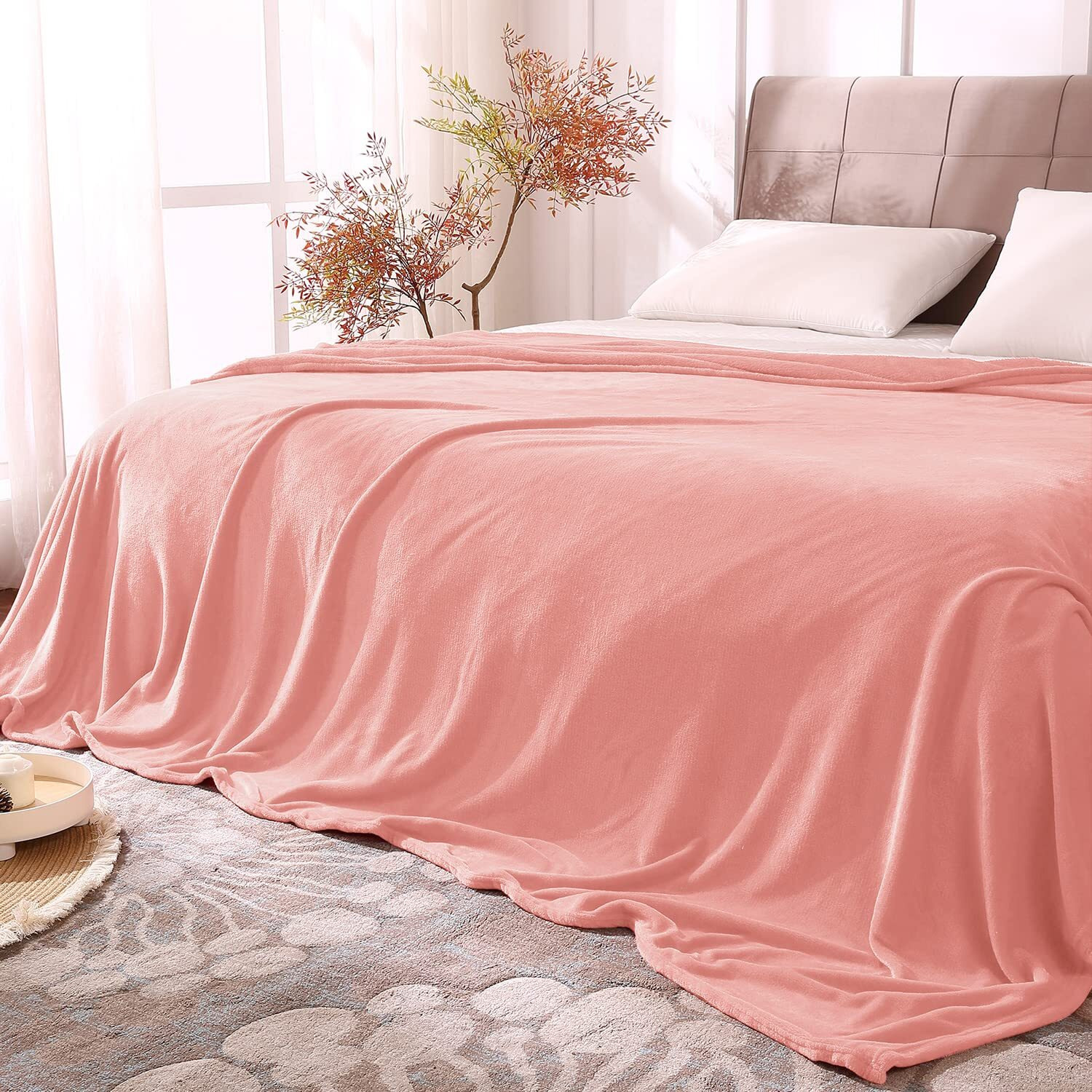 Bedelite Fleece Blankets King Size Pink Throw Blankets For Bed & Couch, Plush Cozy Fuzzy Blanket, Super Soft & Warm Blankets For Fall And Winter