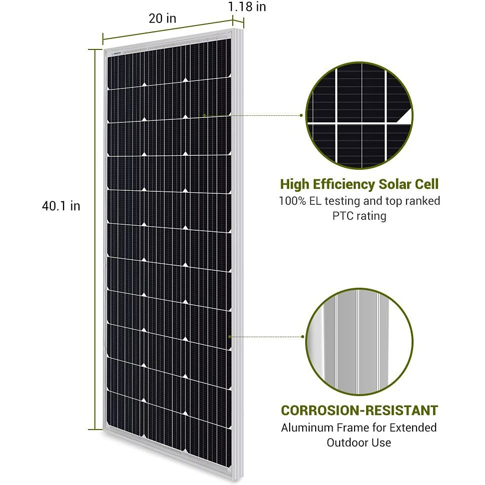 Hqst Solar Panel 2Pcs 100 Watt 12V Monocrystalline Solar Panel With Solar Connectors, High Efficiency Module Pv Power For Battery Charging Boat, Caravan, Rv And Any Other Off Grid Applications