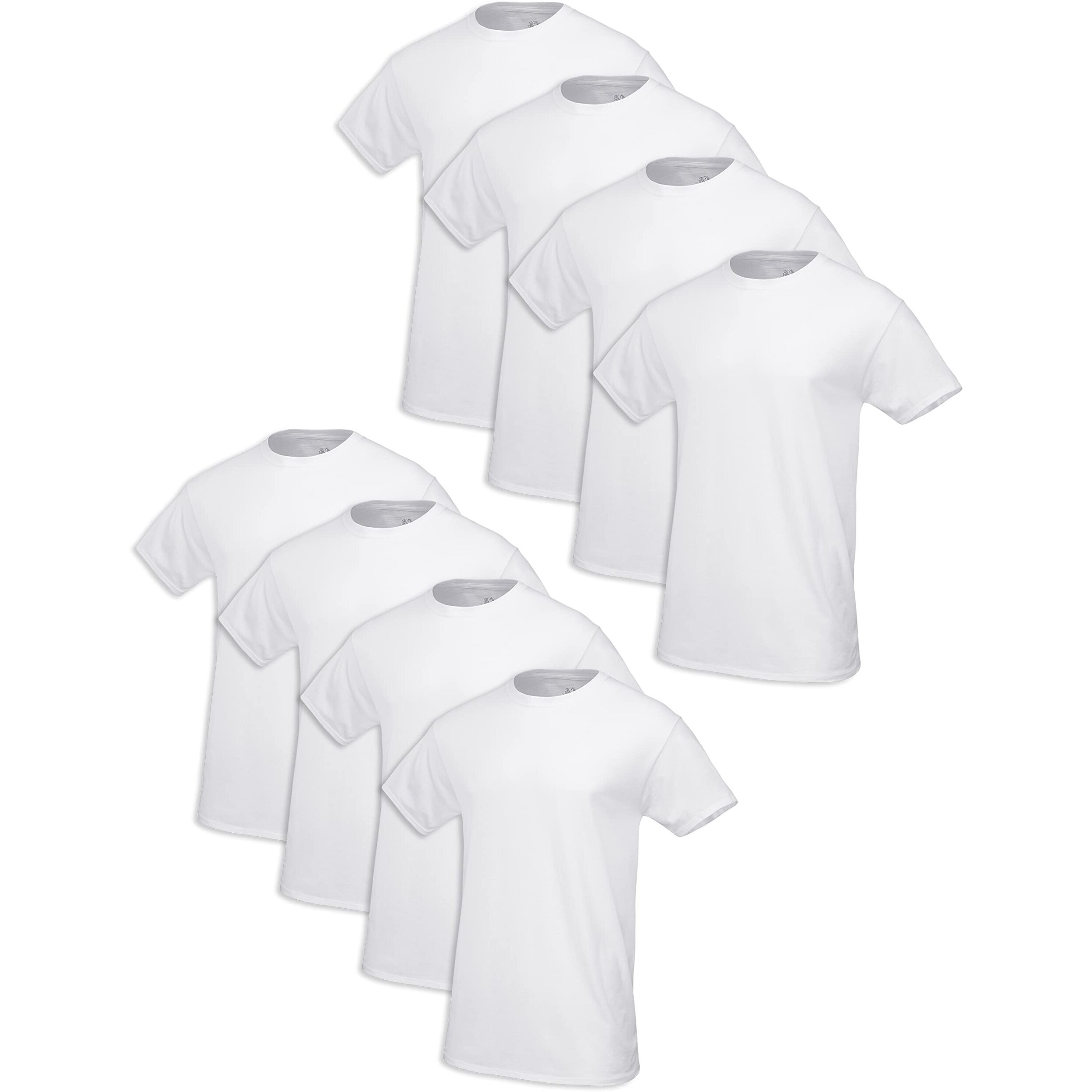 Fruit Of The Loom Men's Tag-Free Cotton Undershirts, Regular-Crew-8 Pack White, Medium