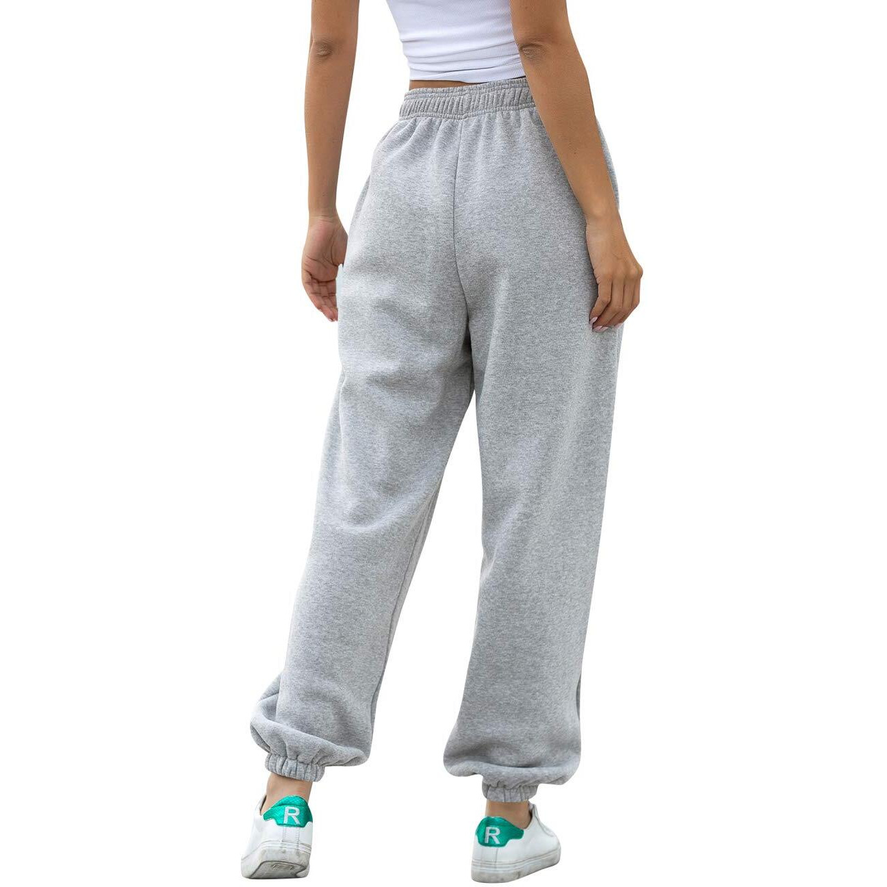 Hesayep Women's High Waisted Sweatpants Workout Active Joggers Pants Baggy Lounge Bottoms,Grey M