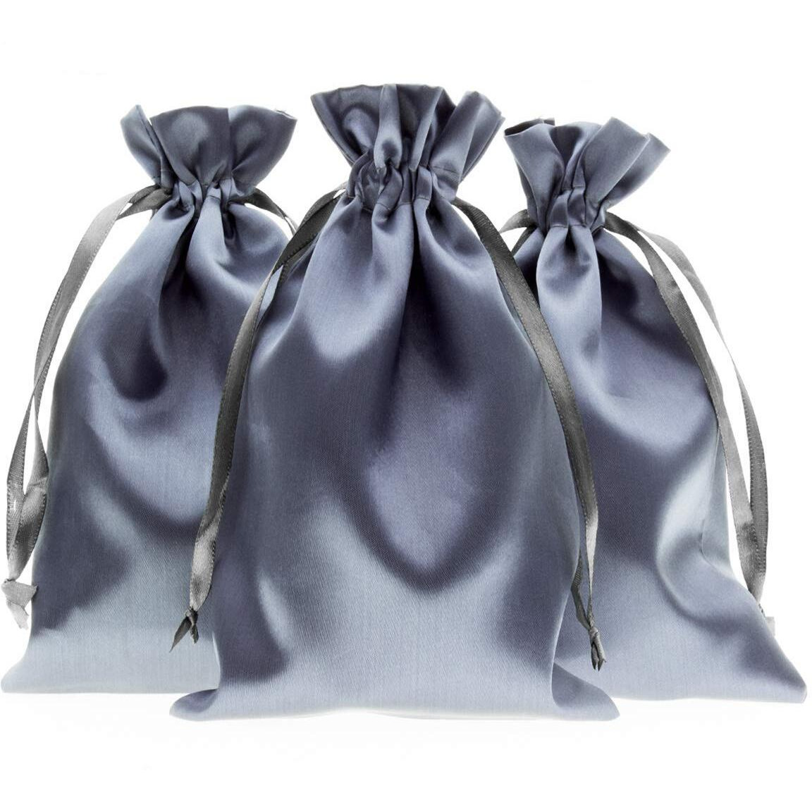 Knitial 5 X 8 Silver Satin Gift Bags, Jewelry Bags, Wedding Favor Drawstring Bags Baby Shower Christmas Gift Bags 50 Per Pack