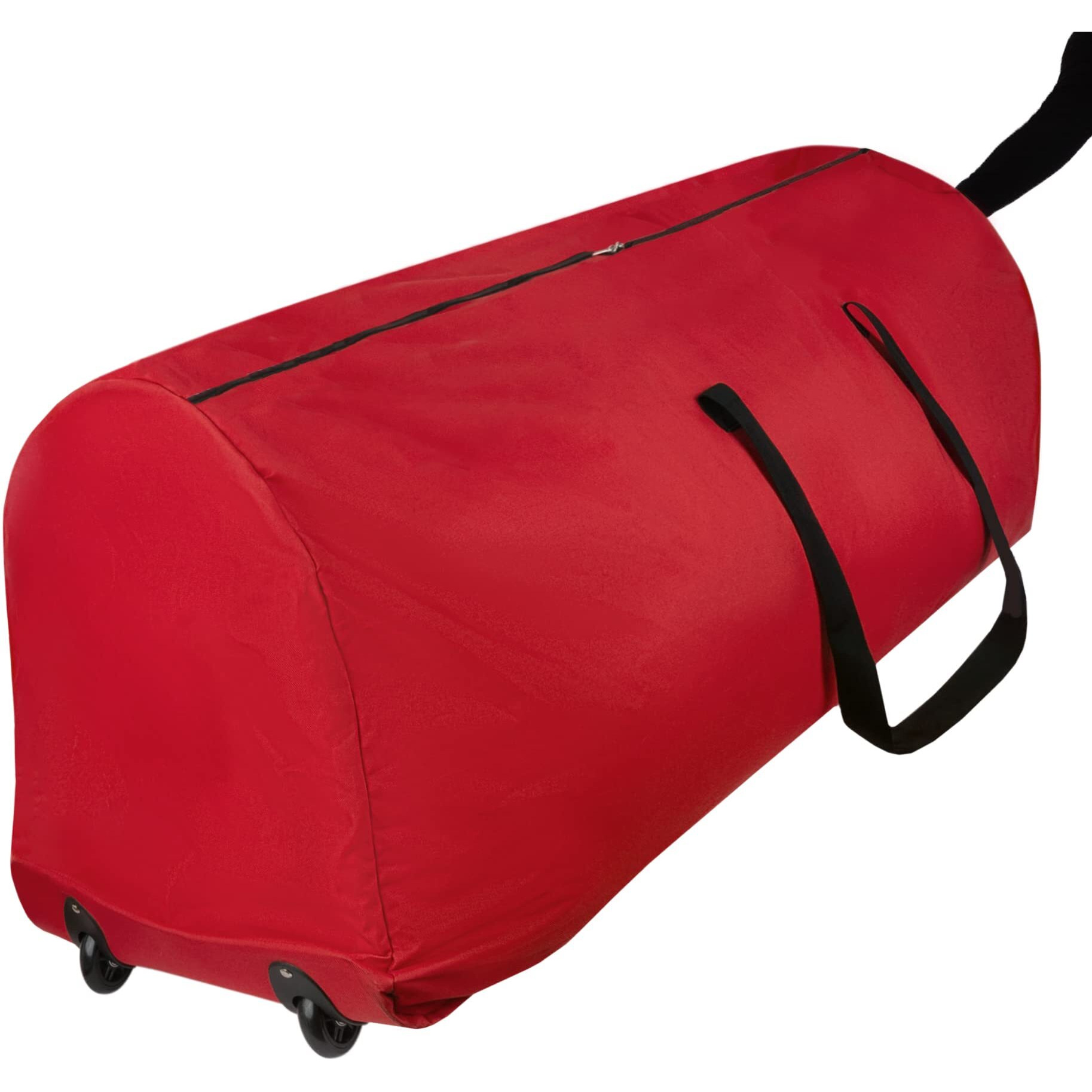 Rolling Tree Storage Bag - Storage For 9-Foot Artificial Christmas Holiday Tree. Zippered Bag, Carry Handles And Wheels For Easy Transport. Protects Against Dust, Insects, And Moisture. (Red)