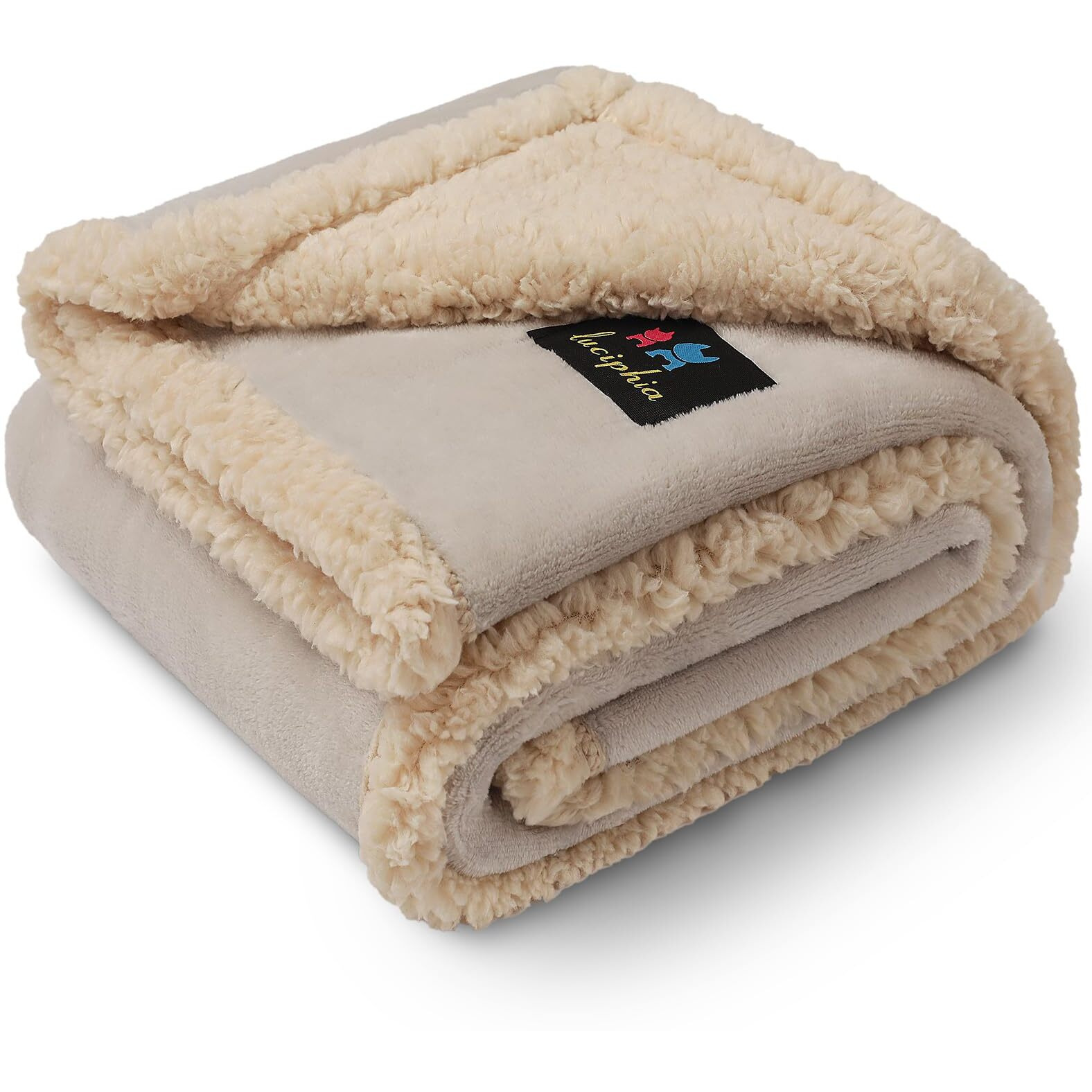 Waterproof Pet Blanket, Liquid Pee Proof Dog Blanket For Sofa Bed Couch, Reversible Sherpa Fleece Furniture Protector Cover For Small Medium Large Dogs Cats, Grey Beige Medium(57 "" X 40 "")