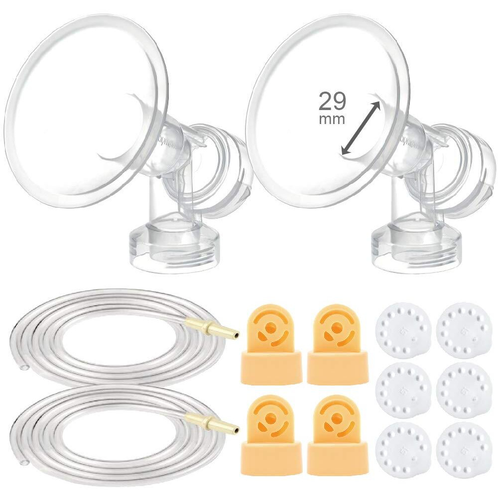 Maymom Myfit Breast Pump Kit Compatible With Medela Pump In Style Advanced Breast Pumps 2X 29Mm Breastshields (One-Piece), 4 Valve, 6 Membrane, & 2 Pump-In-Style Tubing Can Replace Medela Valve