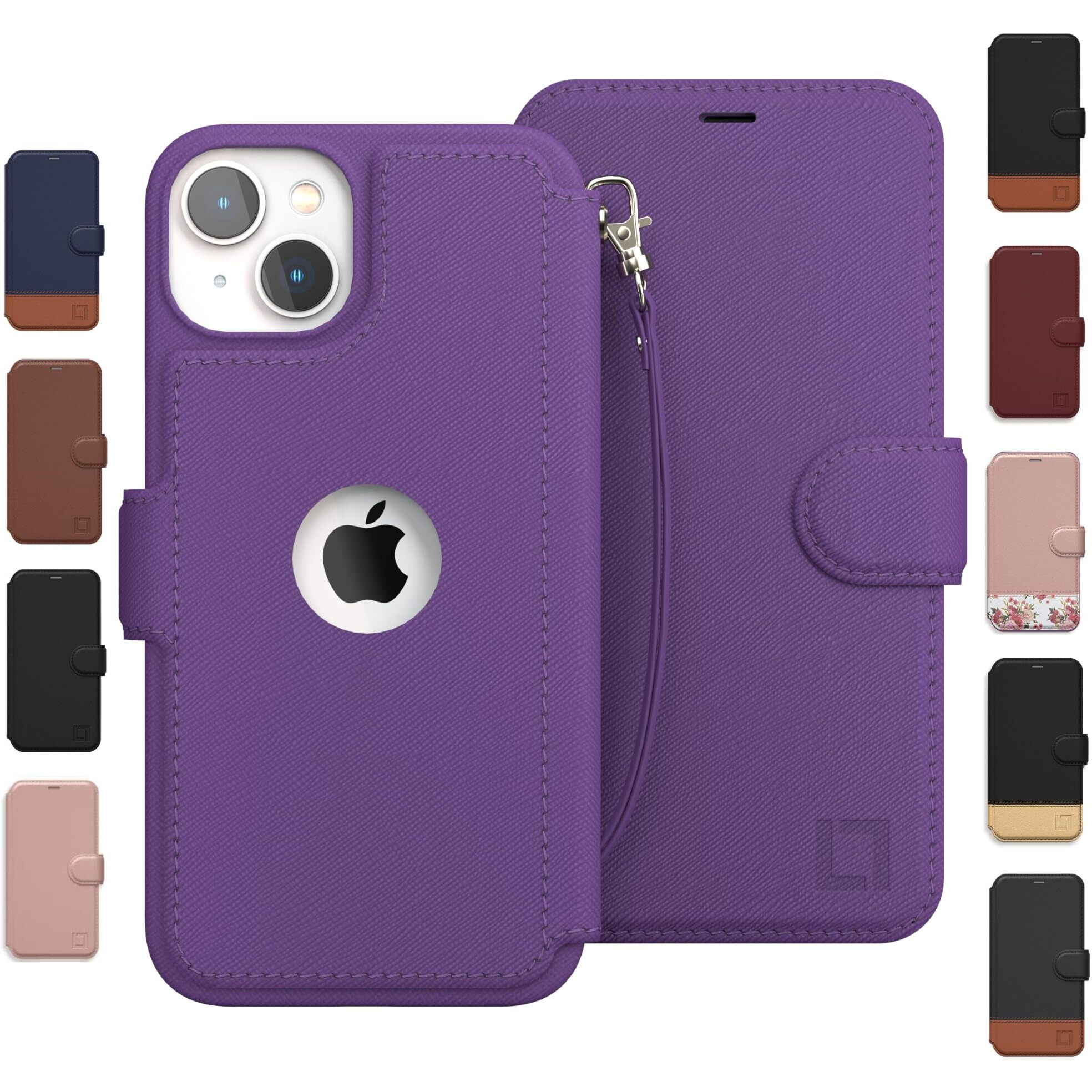 Lupa Legacy Iphone 13 Wallet Case - Case With Card Holder - [Slim + Durable] For Women And Men - Iphone 13 Flip Cell Phone Case - Faux Leather - Folio Cover - Purple [Includes Wristlet]