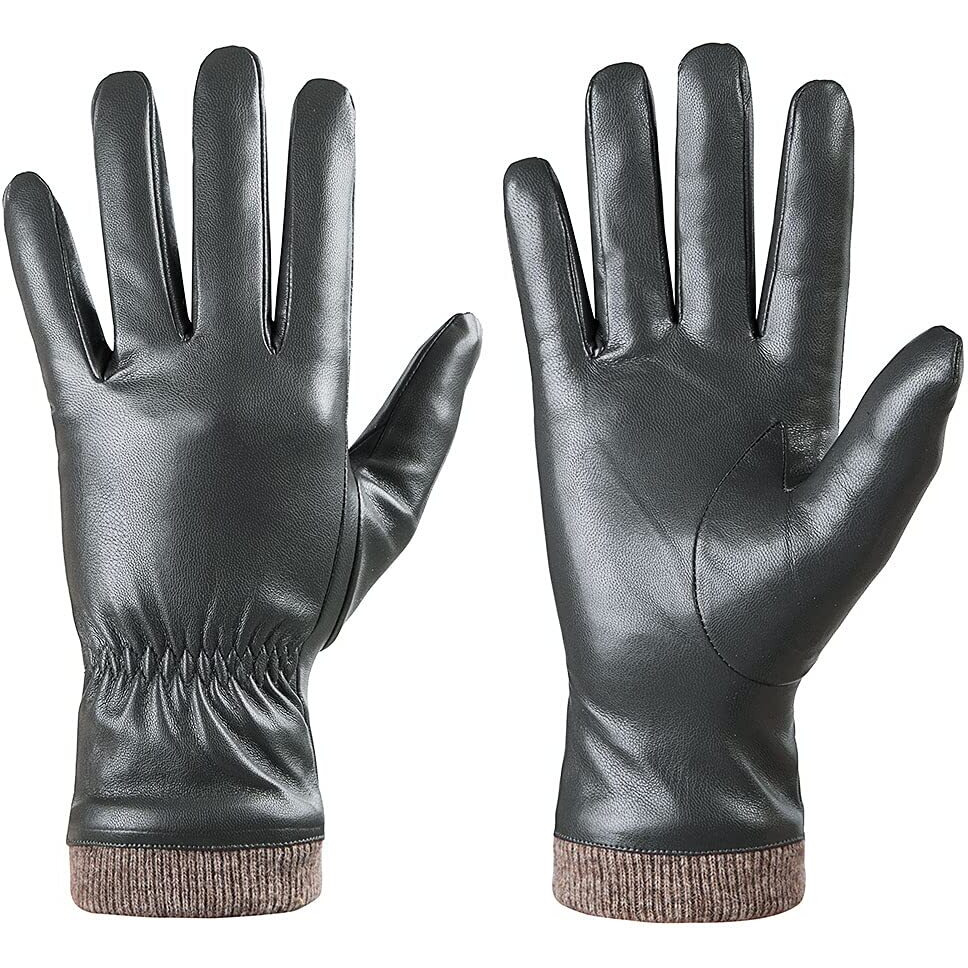 Winter Leather Gloves For Women, Wool Fleece Lined Warm Gloves, Touchscreen Texting Thick Thermal Snow Driving Gloves By Redess