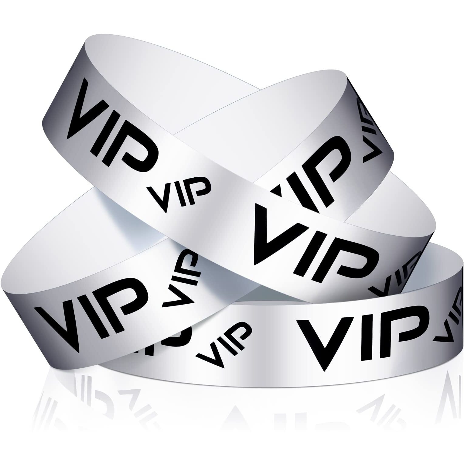 Teling 500 Pack Vip Plastic Wristbands Bracelets Party For Events Vip Custom Wristbands Plastic Bracelets Tear Proof Waterproof Wrist Bands Arm Bands For Events Concerts(Silver)
