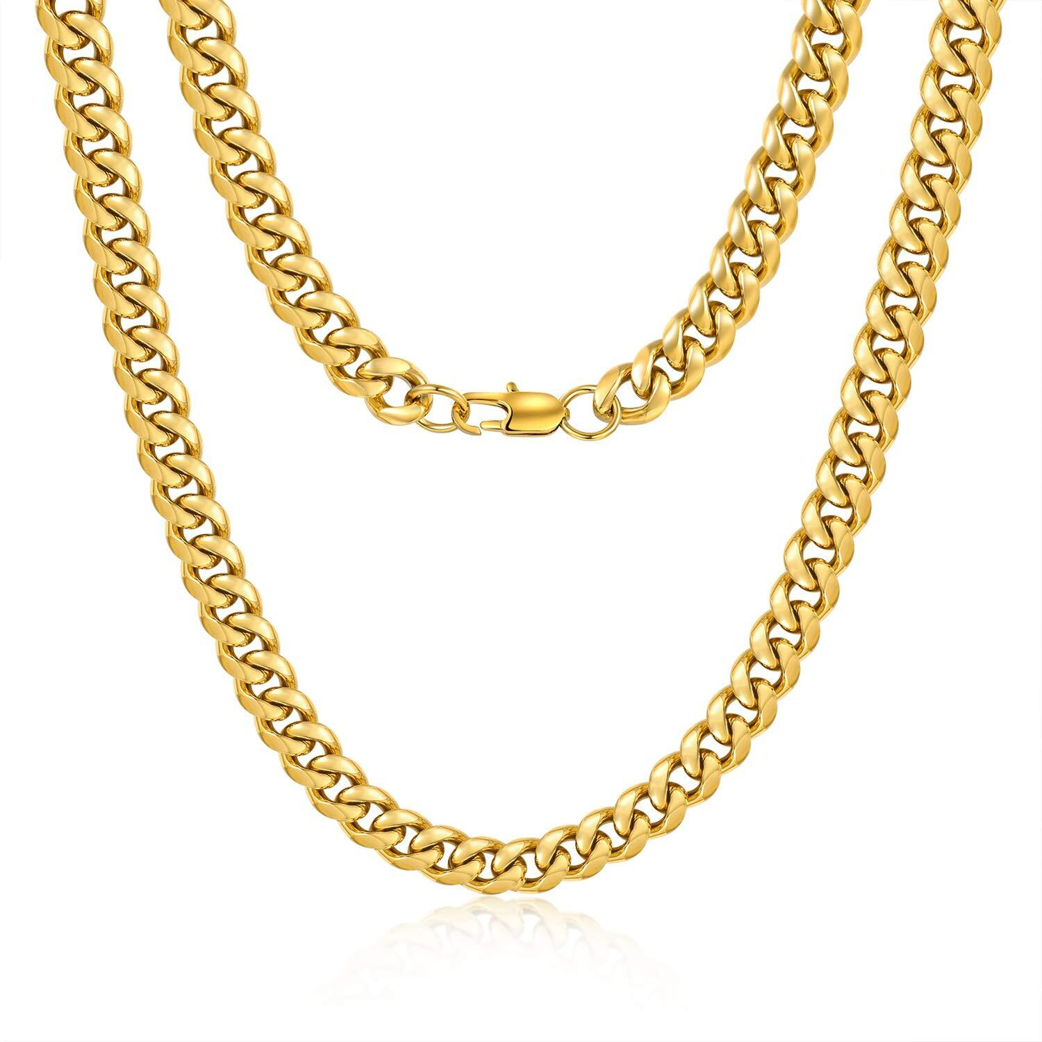 Jewlpire Gold Chain For Men Women, 10Mm Mens Necklace Cuban Link Chain For Men 18K Gold Plated Mens Gold Chain, Gold Chain 26 Inch