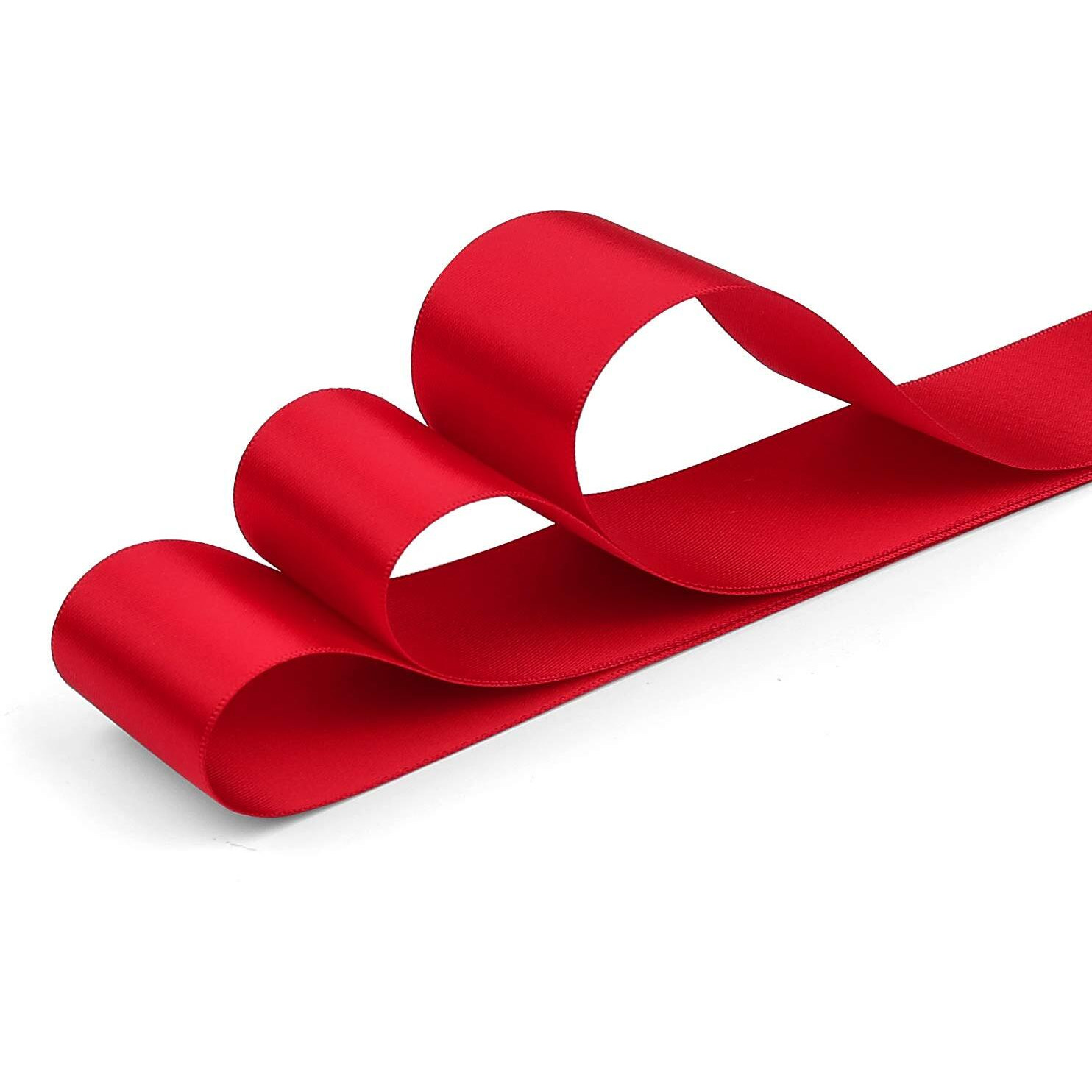 Humphrey's Craft 1-1/2 Inch Red Double Faced Satin Ribbon - 25 Yards Variety Of Color For Crafts Gift Wrapping Diy Bows Bouquet Decoration Sewing Christmas Tree Wedding And Invitation Card.