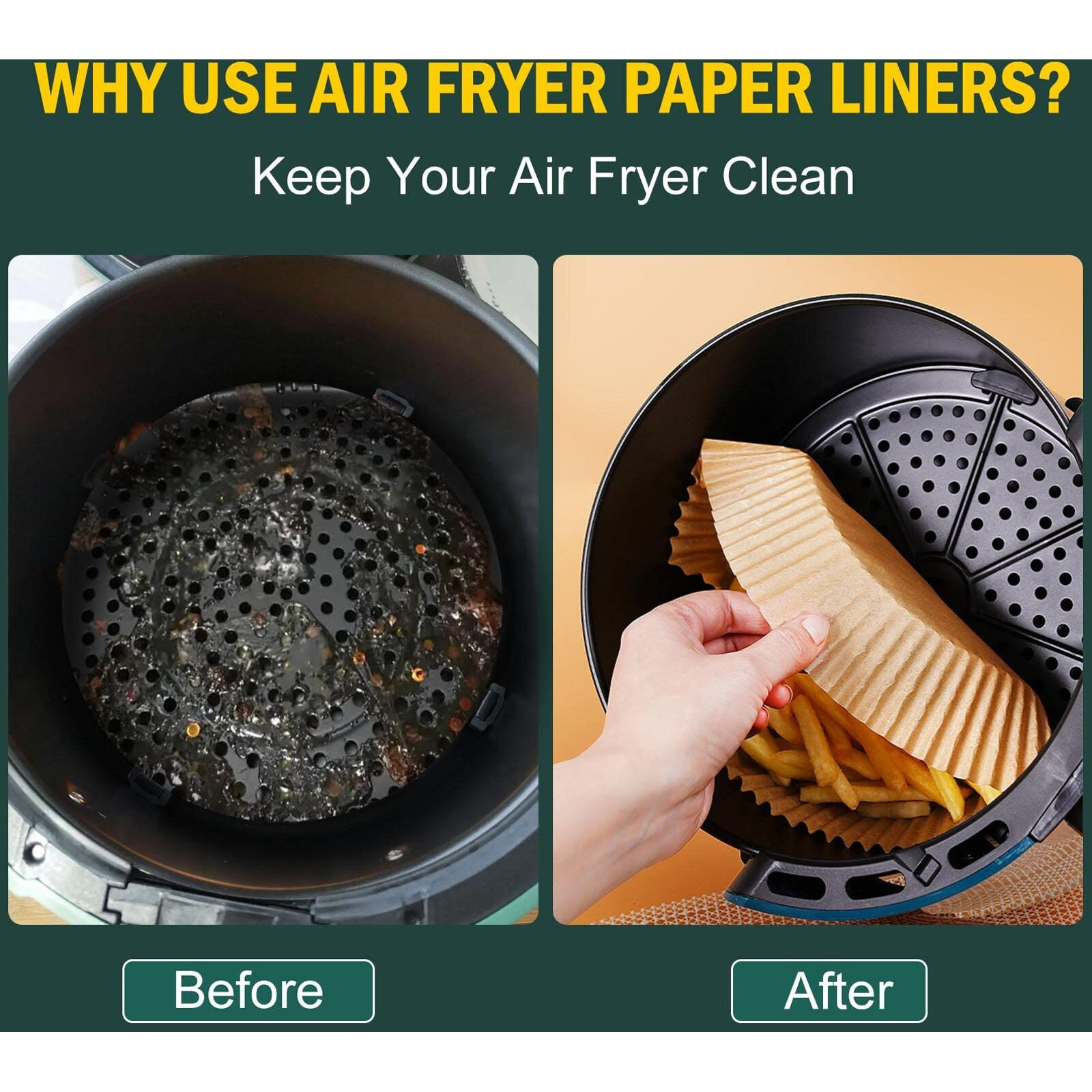 Air Fryer Disposable Paper Liner, 100Pcs Non-Stick Round Parchment Paper, Air Fryer Accessories, Oil Proof, Water Proof, Cooking Baking Roasting Filter Paper For Microwave Oven Frying Pan(7.9Inch)
