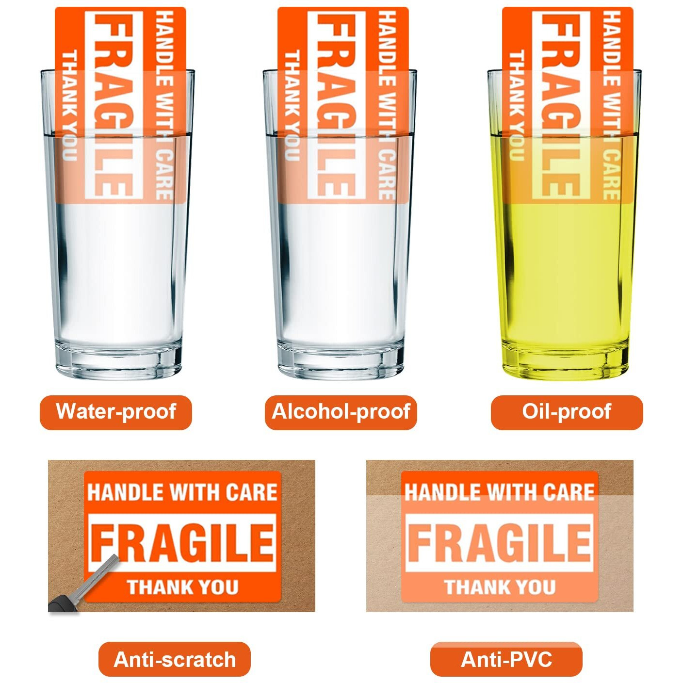Sjpack 2000 Fragile Stickers 4 Rolls 2 "" X 3 "" Fragile - Handle With Care - Thank You Shipping Labels Stickers (500 Labels/Roll)