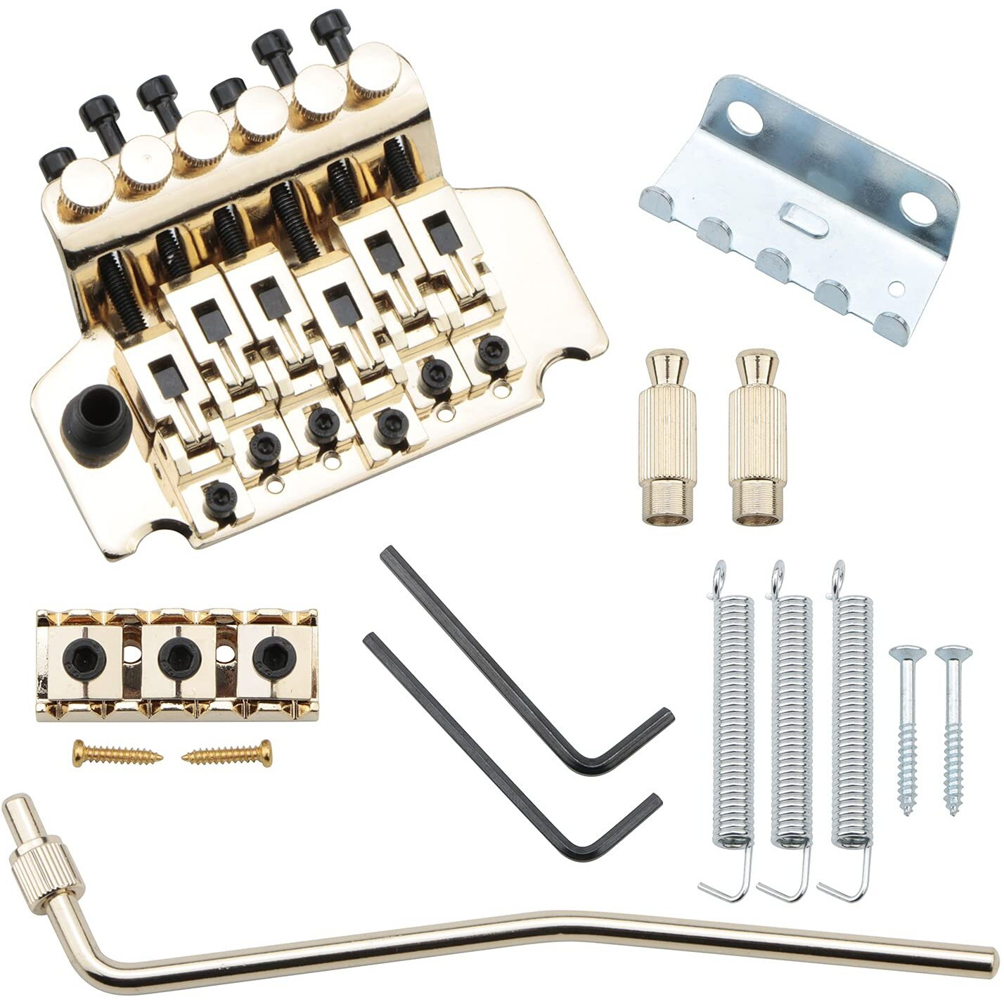 Guitar Bridge&Bridge Parts Set Of Gold Electric Guitar Tremolo Bridge With Bar Double Strat Locking For Floyd Rose Type