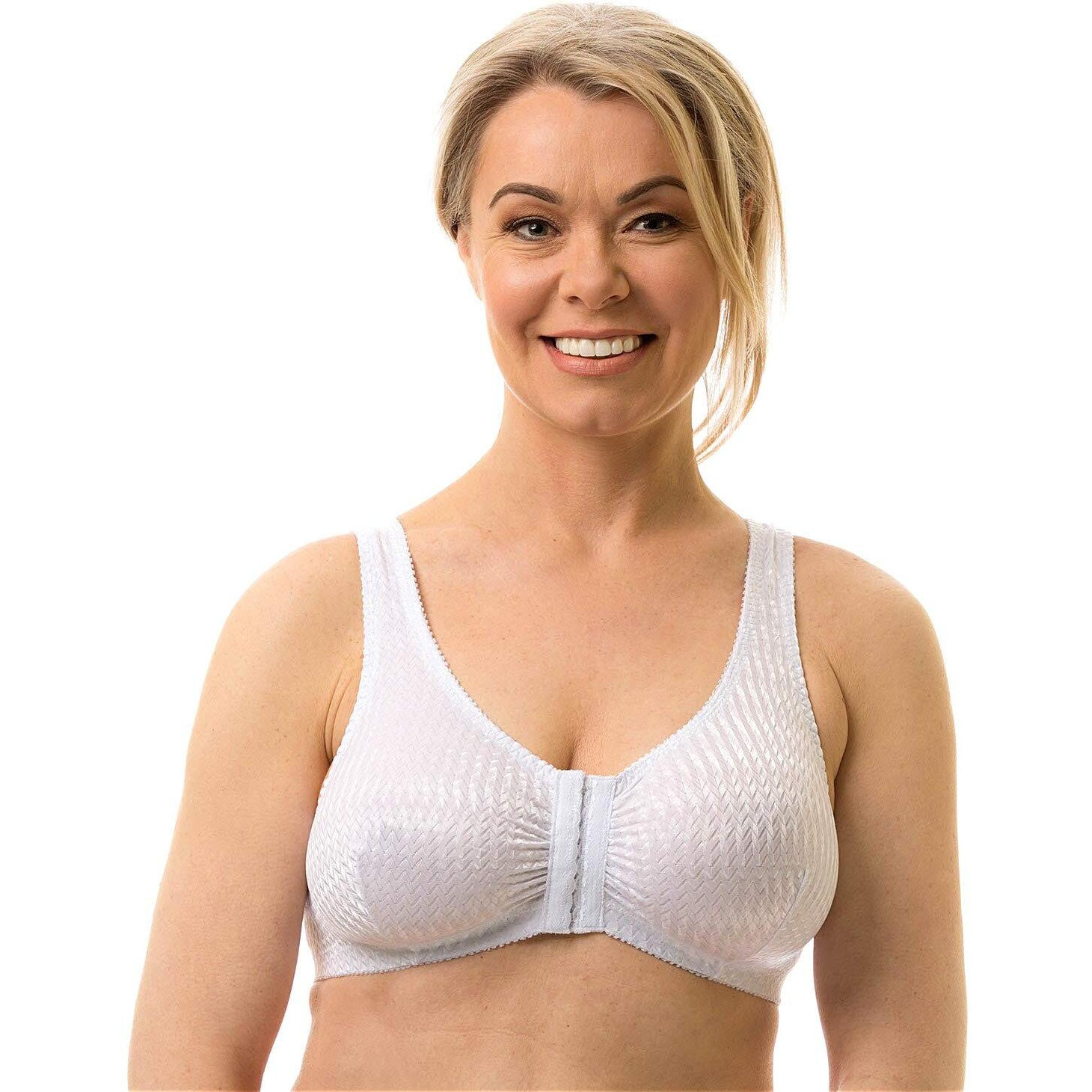 Carole Martin Full-Freedom Comfort Front Closure Bra For Women, Wireless (38, White)