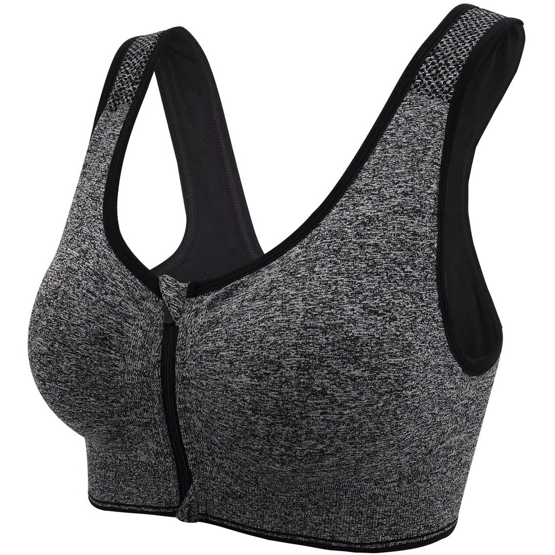 Ohlyah Women 's Zipper Front Closure Sports Bra Racerback Yoga Bras (Xxl 40C 40D 42B 42C, 2 Pack Blue Grey)