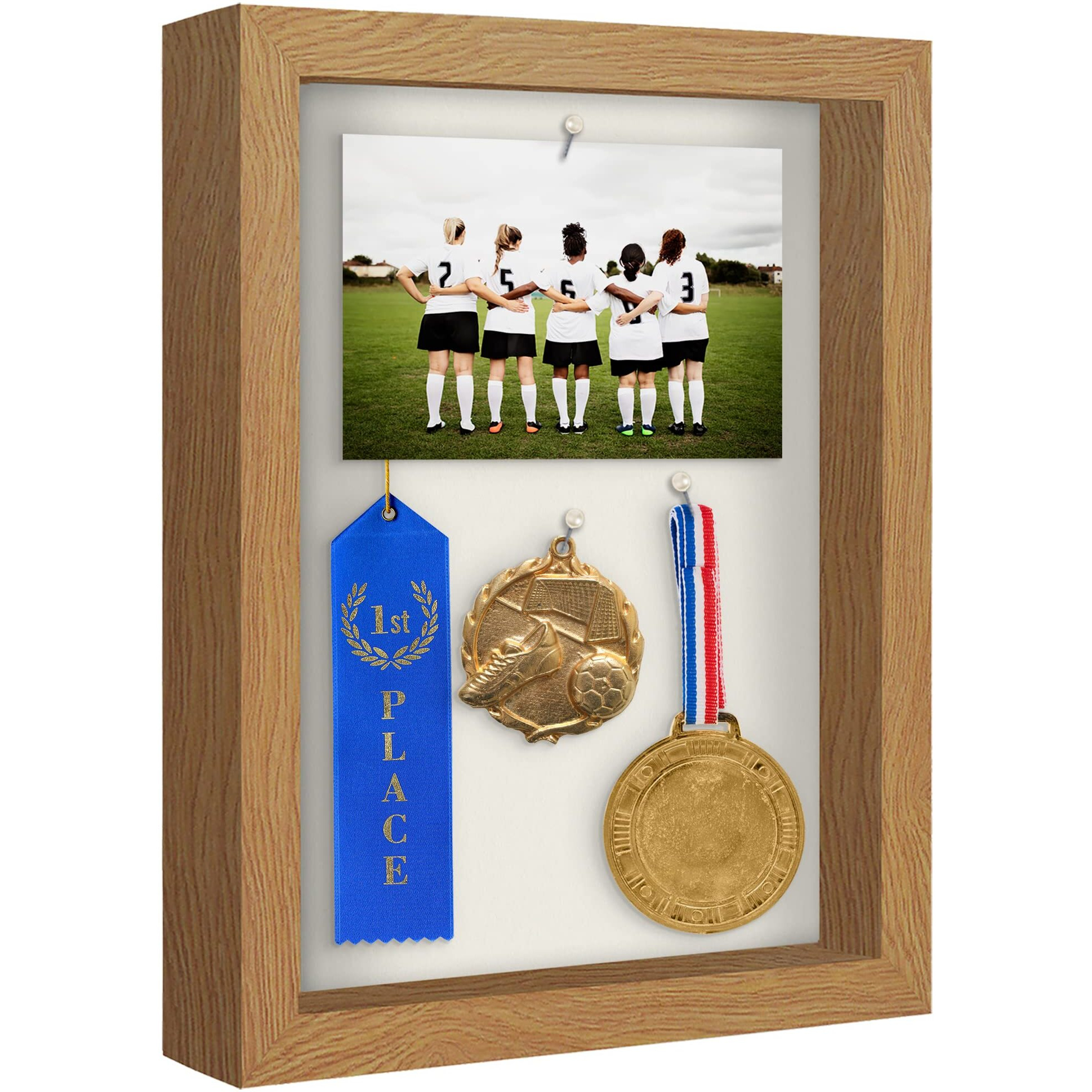 Americanflat 8.5X11 Shadow Box Frame In Dark Oak With Soft Linen Back - Engineered Wood With Polished Glass - Large Shadow Box Frame For Wall And Tabletop