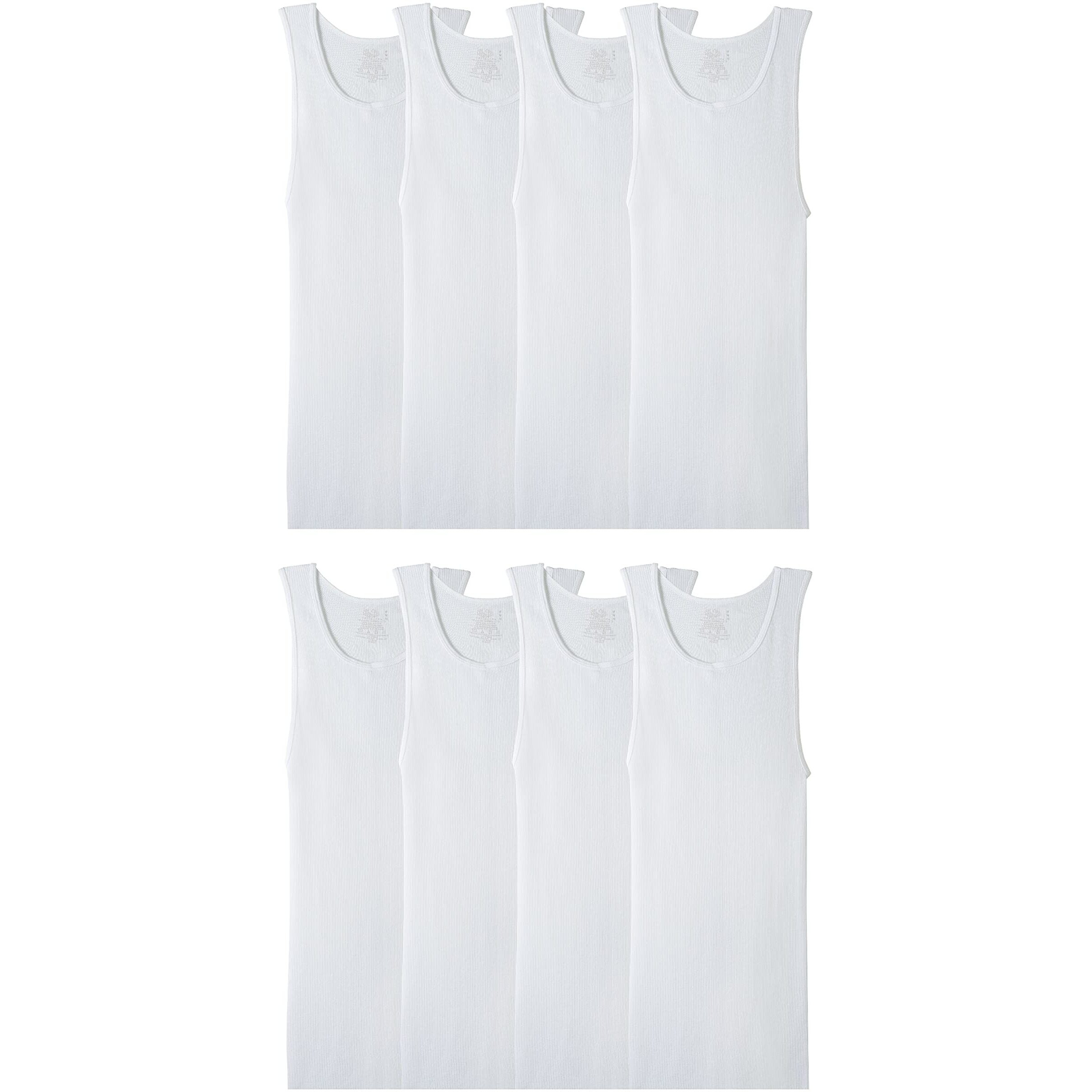 Fruit Of The Loom Men's Lightweight Active Cotton Blend Undershirts, Tank-8 Pack-White, Medium