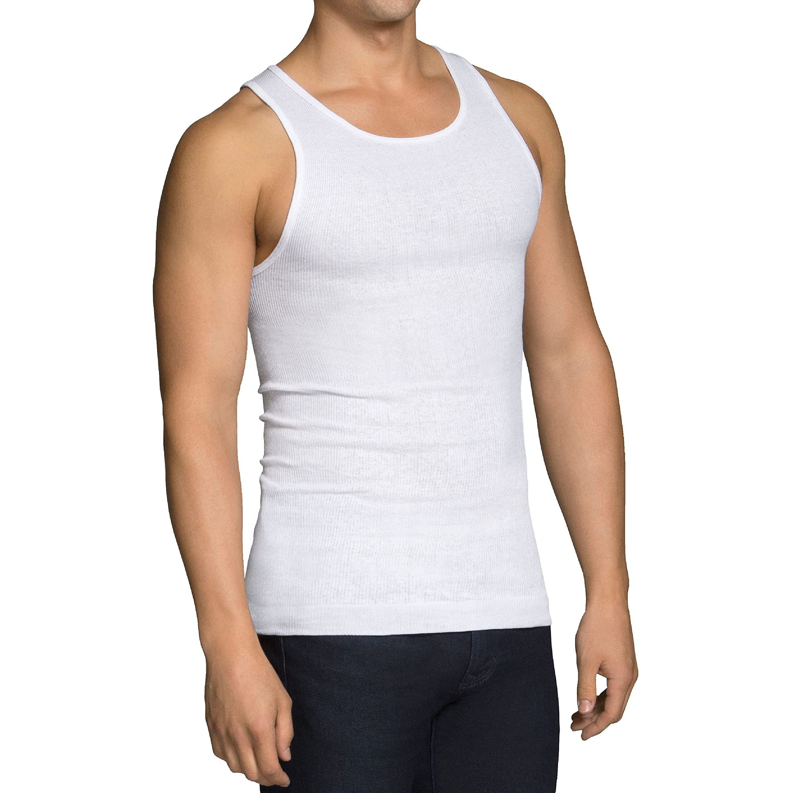Fruit Of The Loom Men's Lightweight Active Cotton Blend Undershirts, Tank-8 Pack-White, Medium