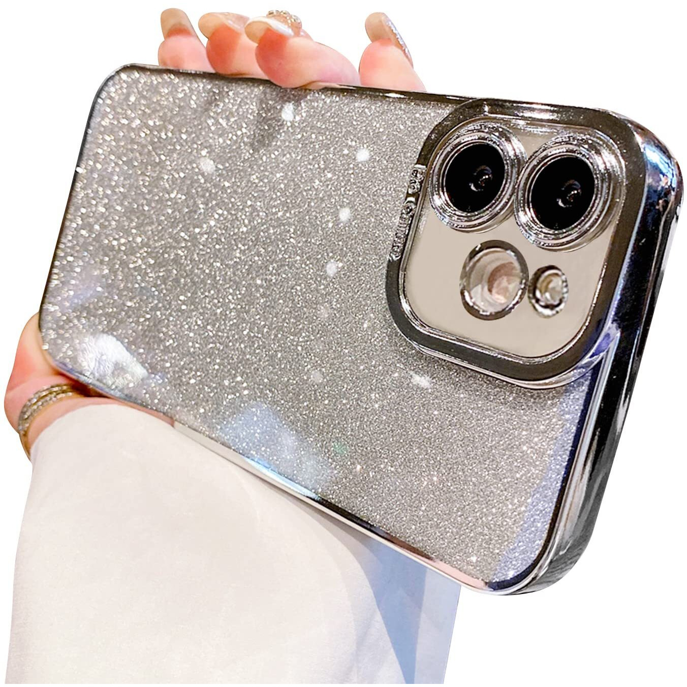 Fycyko Compatible With Iphone 11 Glitter Plating Case Luxury Women Clear Case For Iphone 11 Case Camera Protection Soft Tpu Shockproof Cover Silver Case 6.1""