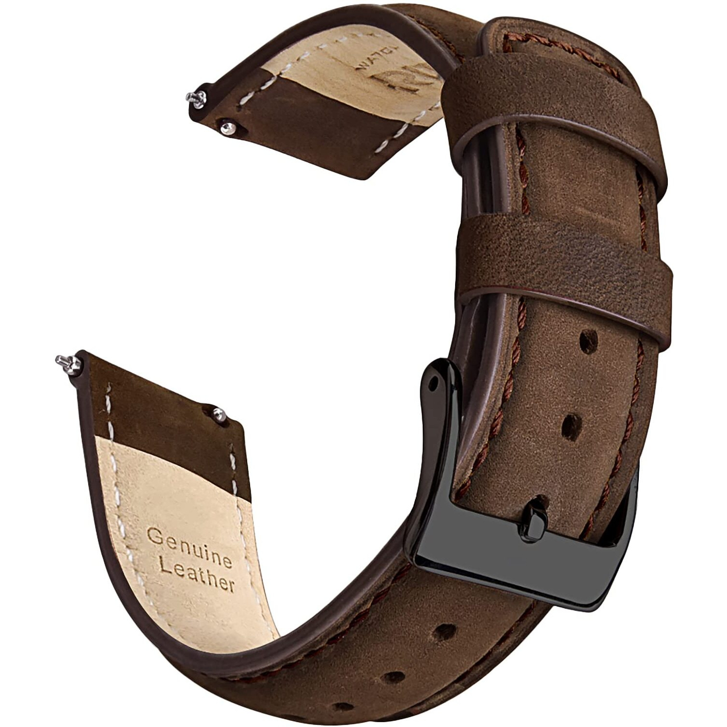 Ritche Quick Release Leather Watch Bands Genuine Watch Straps For Men Women- 18Mm 20Mm 21Mm 22Mm 23Mm 24Mm Top Grain Leather Watch Strap, Valentine 's Day Gifts For Him Or Her, Saddle Brown & Black,