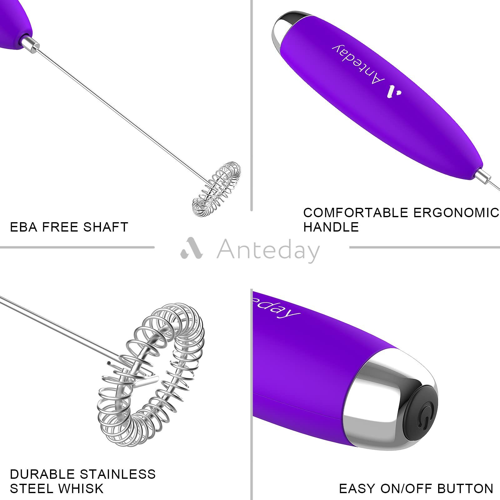 Frother For Coffee, Frother Handheld, Milk Frother, Upgraded Matcha Whisk Drink Mixer Electric Mini Whisk Hand Frother Mini Foamer Coffee Mixer For Cappuccino Frappe Matcha Hot Chocolate, Violet