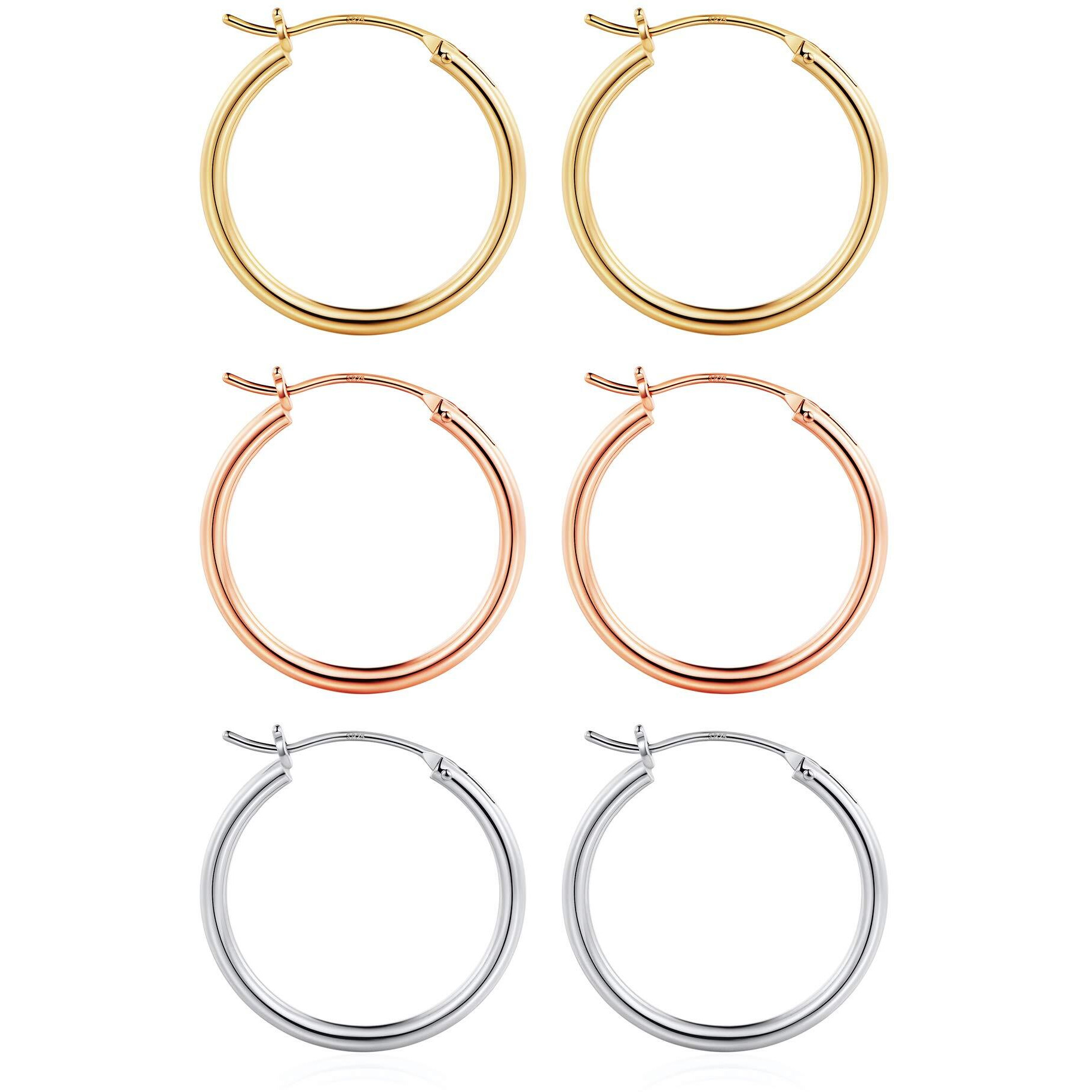 M Mooham Small Gold Hoop Earrings For Women, 14K Gold Plated 925 Sterling Silver Post Hypoallergenic Chunky Mini Hoops Earrings Pack Set Dainty Tiny Small Gold Hoop Earrings For Women Jewelry 25Mm