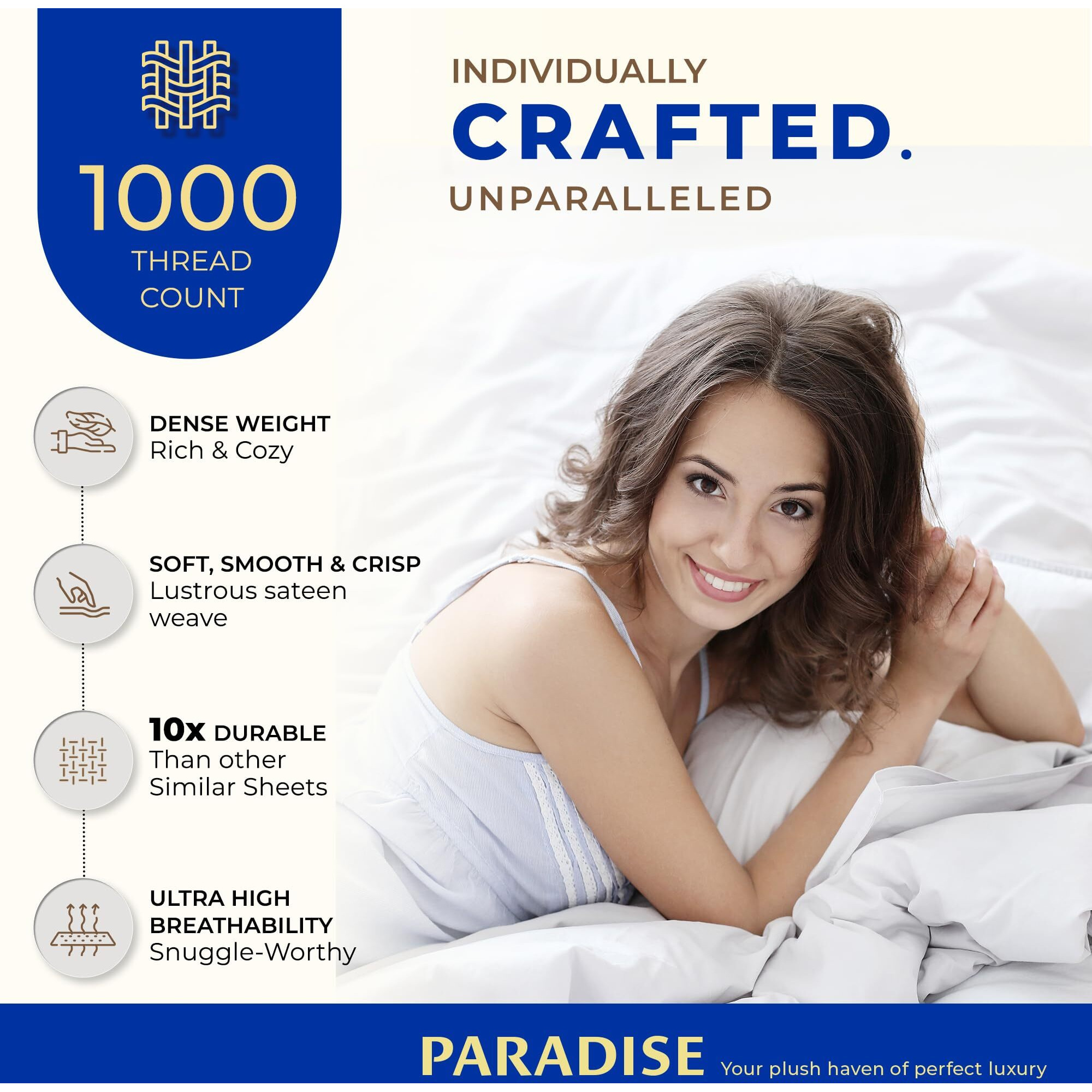 Thread Spread 100% Egyptian Cotton Sheets Set King - 1000 High Thread Count, Luxury 5-Star Hotel 4 Pc Sateen Bed Sheets King Size, Soft, Breathable Extra Long Staple 16 "" Deep Pocket Sheets - Sea Foam