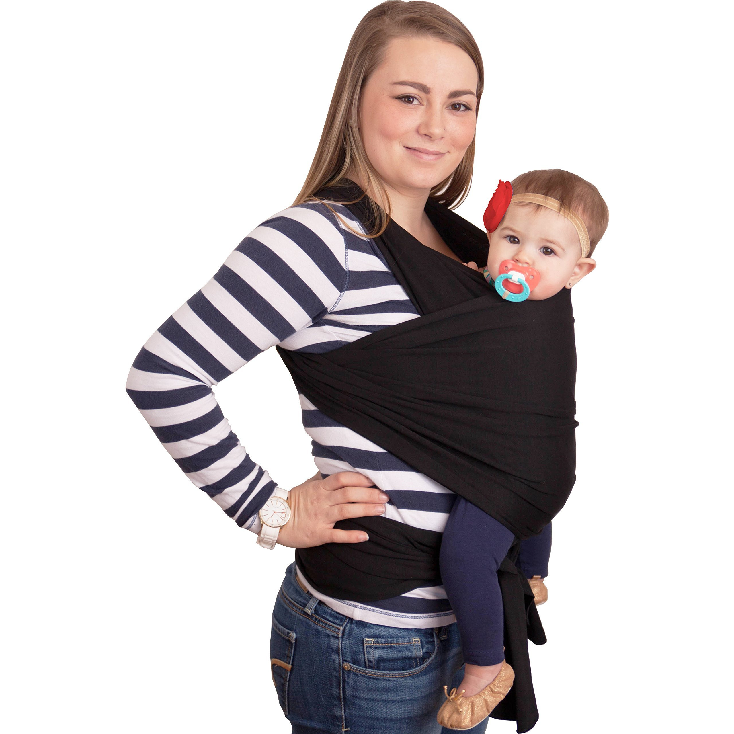 Cuddlebug Hands-Free Baby Carrier Wrap - Soft & Stretchy Baby Carrier Newborn To Toddler 7-35 Lbs - One-Size-Fits-All Baby Holder Wrap - Hip-Healthy Wrap (Brown)