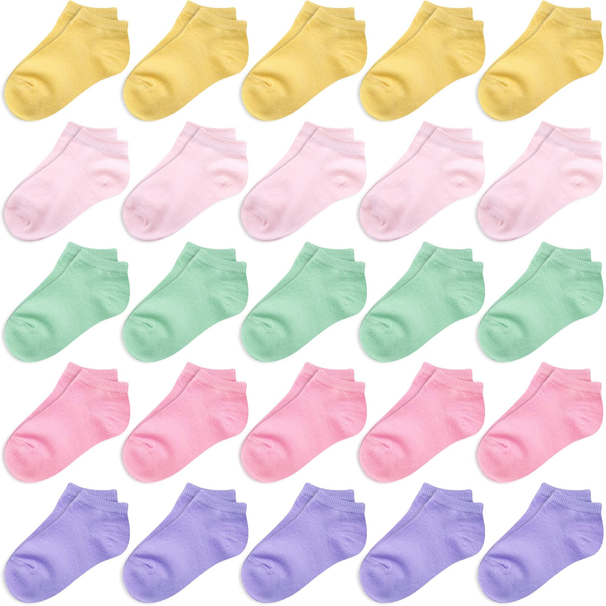 Duufin 25 Pairs Toddler Socks Low Cut Toddler Ankle Socks Half Cushion Kids Socks Low Rise Ankle Socks For Toddler Girls Boys, 4-6X