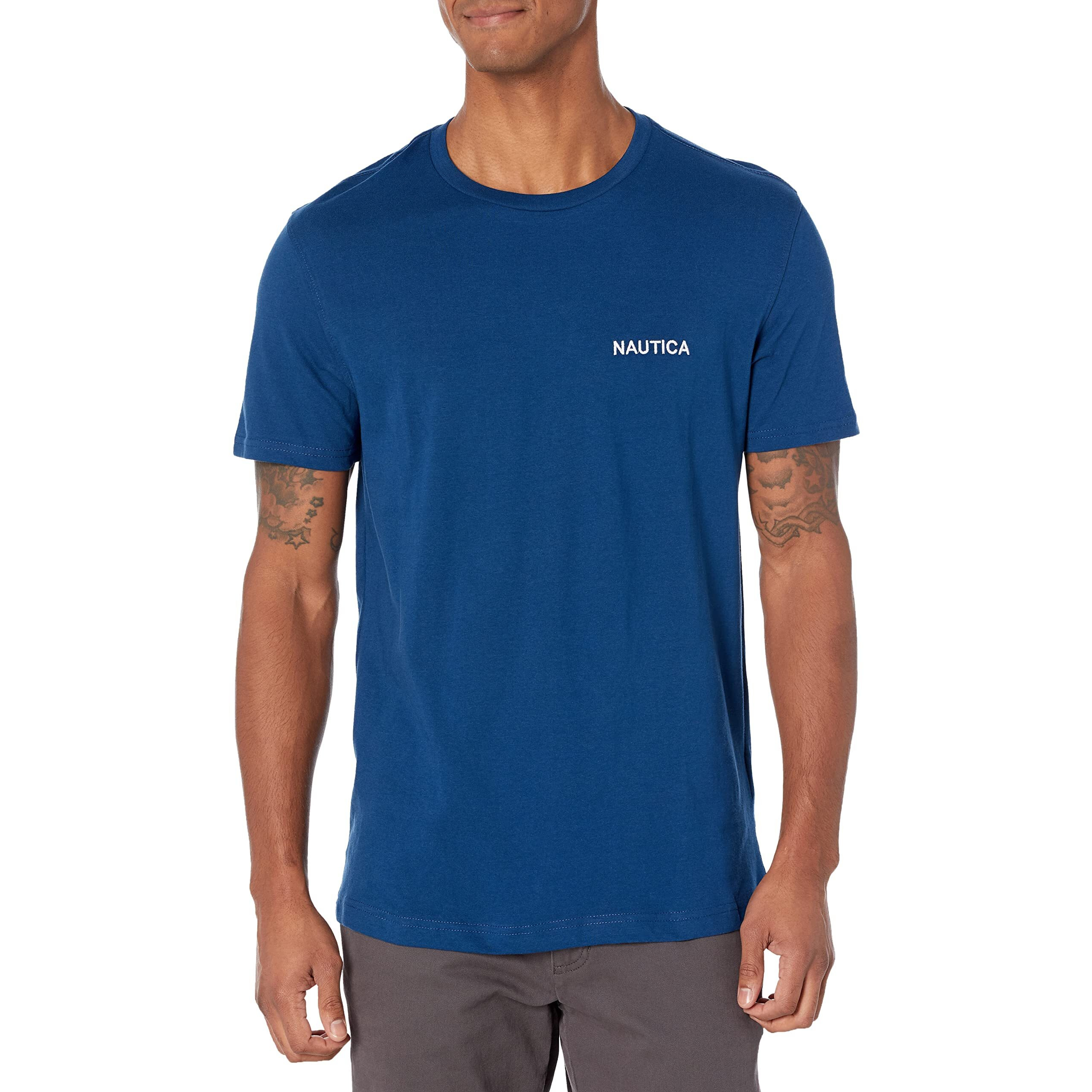 Nautica Men's Short Sleeve Solid Crew Neck T-Shirt, Estate Blue, 3X-Large