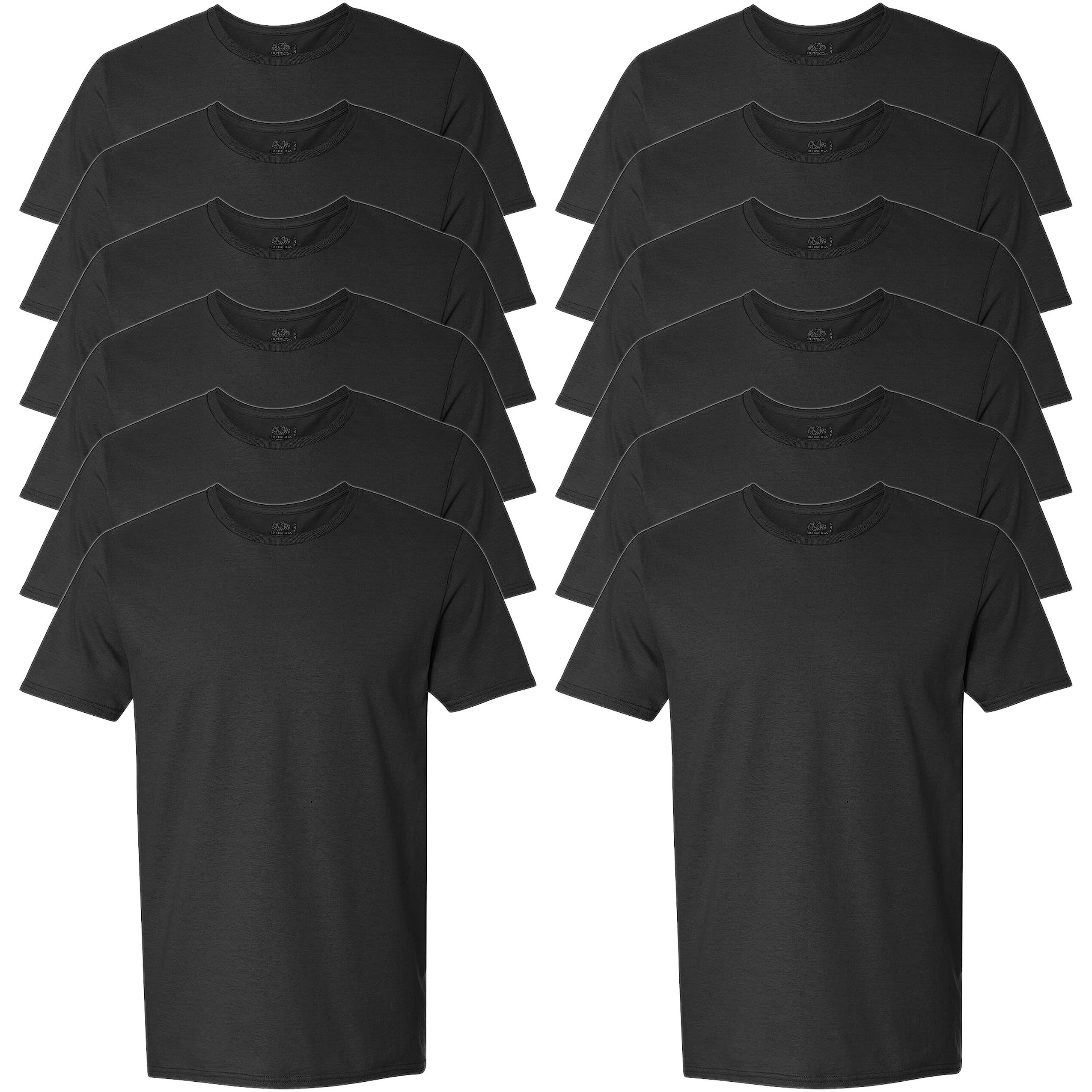 Fruit Of The Loom Men 's Tee Eversoft Cotton T Shirts, Breathable & Moisture Wicking With Odor Control, Sizes S-4X, Crew-12 Pack-Black, X-Large